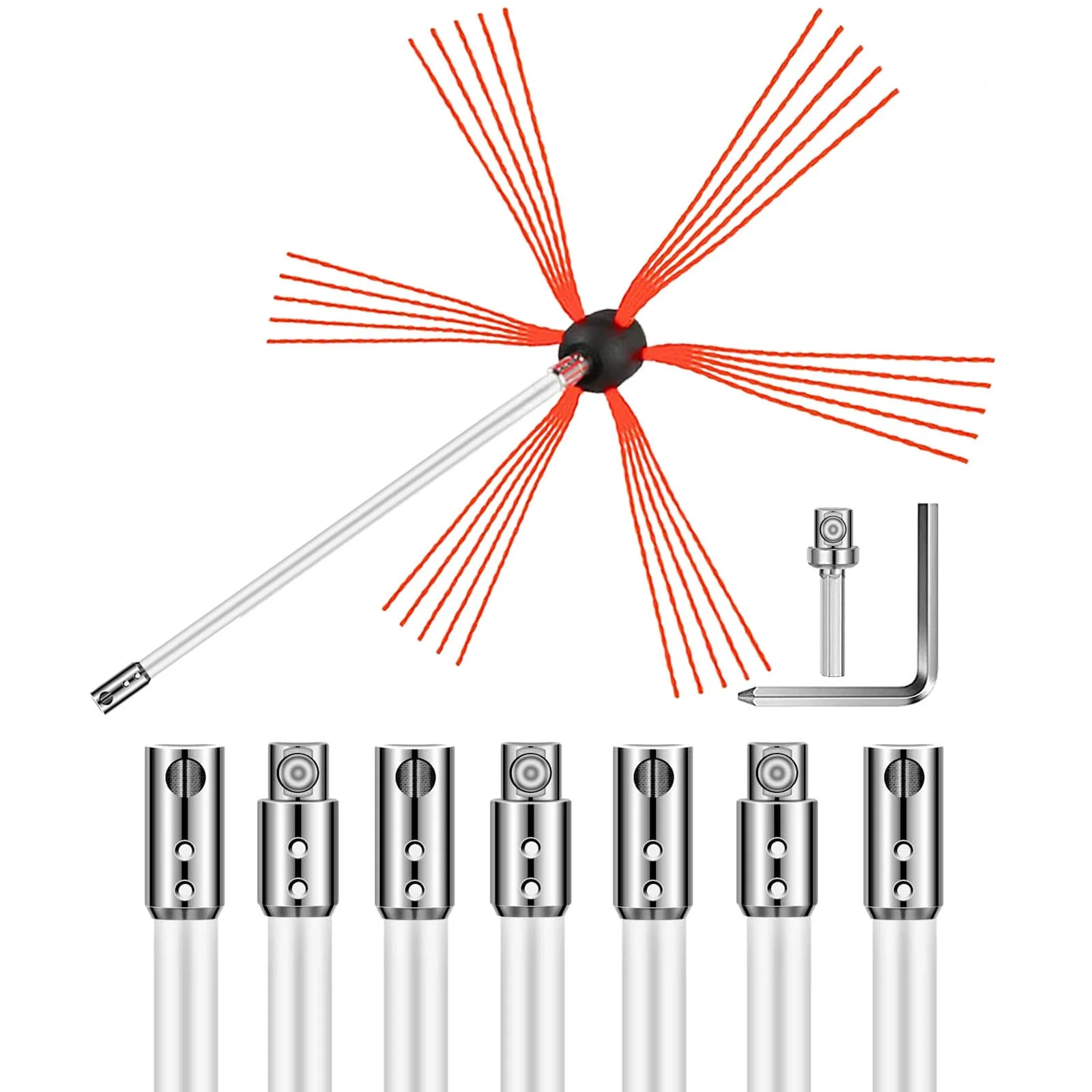 Chimney Sweep Kit 26FT, Chimney Brush 315 Inch Chimney Brush Rod Kit 8 Rods with Nylon Flexible Rods . - Image 7