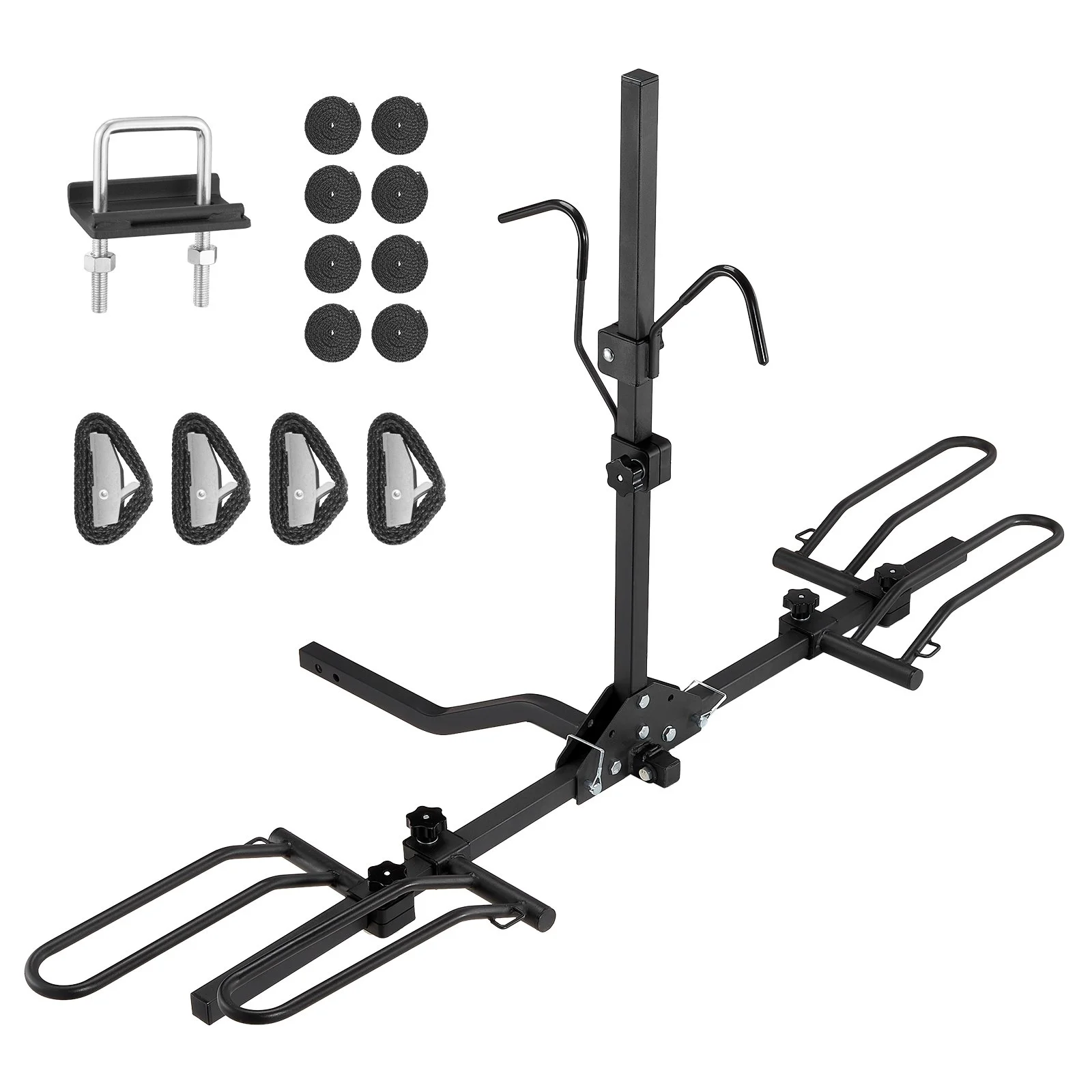 Hitch Mount Bike Rack, 2-Bike Platform Style, 80 LBS Max Capacity Bike Rack Hitch for 1.25-/2-inch Receiver, Titling and Folding Bike Carrier with Tires up to 2.4" Wide, for Car, SUV, Truck, RV
