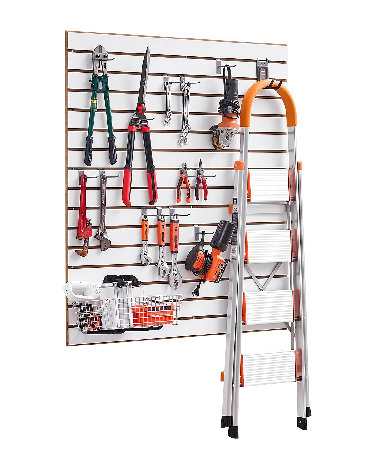 Slat Wall Paneling, 4 x 4 ft, MDF Garage Slatwall with Modular Design, White Slat Wall Easy-to-Install Adjustable Slatwall Panel with Coupling Structure & DIY Cutting, Fits for Storage & Display