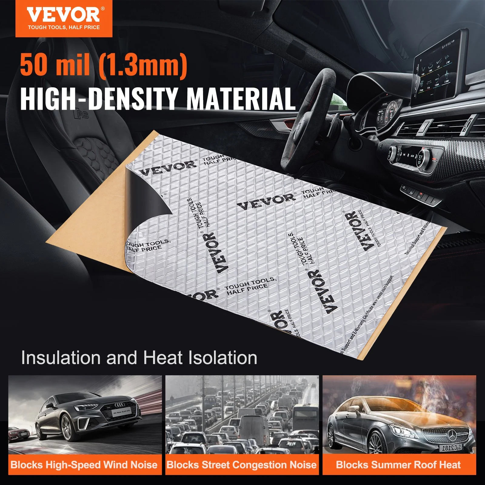 Car Sound Deadening Mat, 50 mil 52 sqft Car Sound Dampening Material, Butyl Automotive Sound Deadener, Noise Insulation and Vibration Dampening Material for Car - Image 7