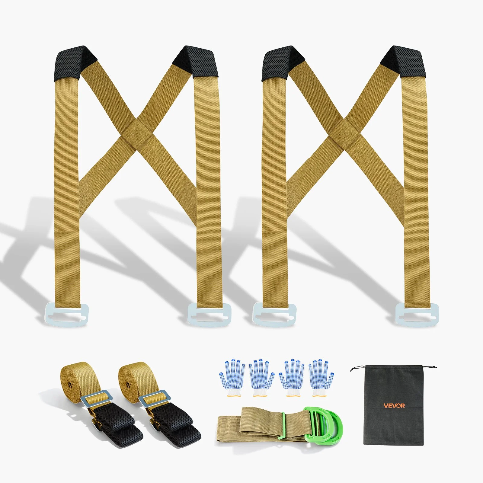 Moving Straps, 2-Person Lifting and Moving System with 2 Harness Straps, 2 Load-bearing Straps & 1 Handheld Strap, Adjustable Lifting Shoulder Straps Move Furniture Appliances Mattresses