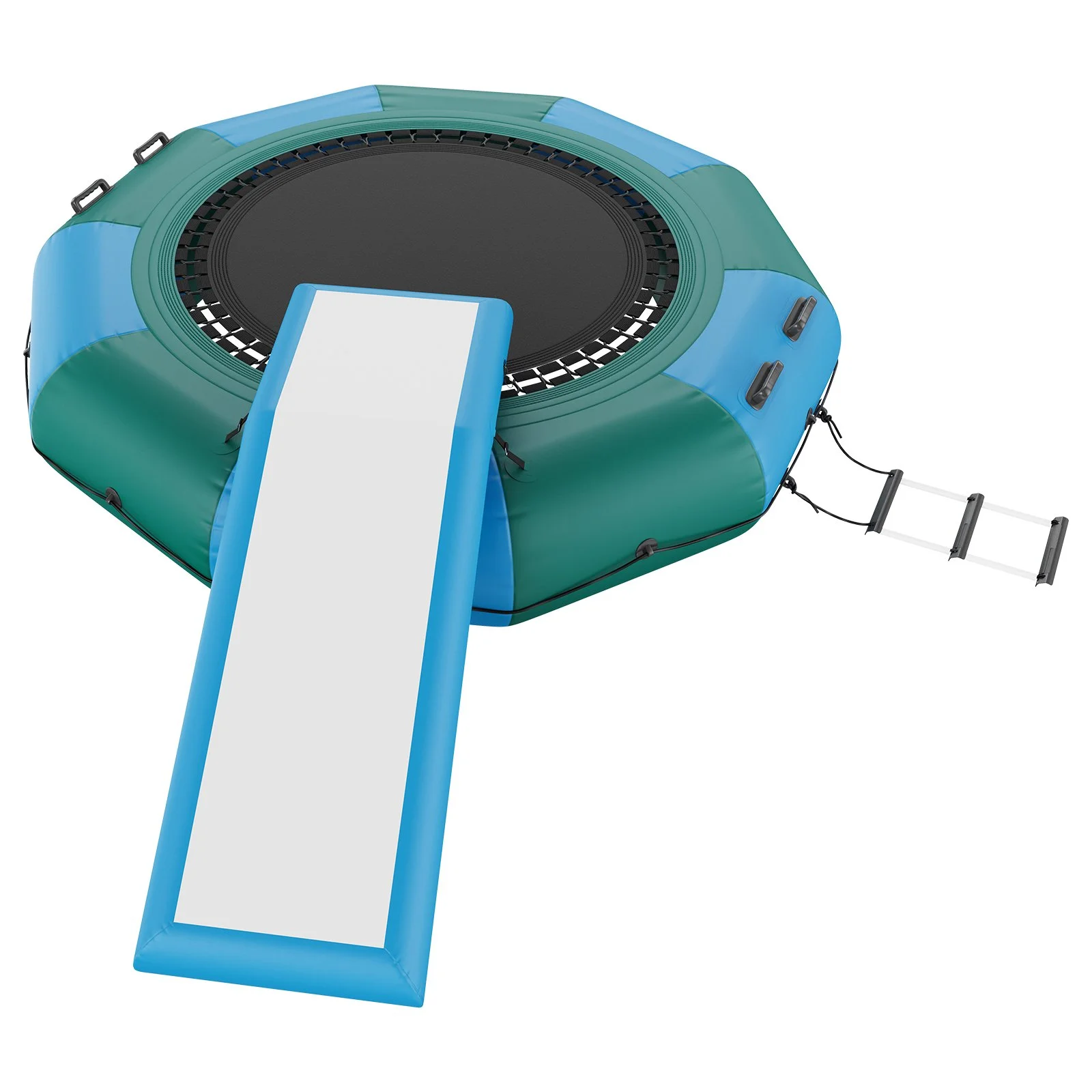 Inflatable Water Bouncer, 10ft Recreational Water Trampoline, Portable Bounce Swim Platform with Slide, 3-Step Ladder & Electric Air Pump, Kid Adult Floating Rebounder for Pool Lake Water Sports - Image 6