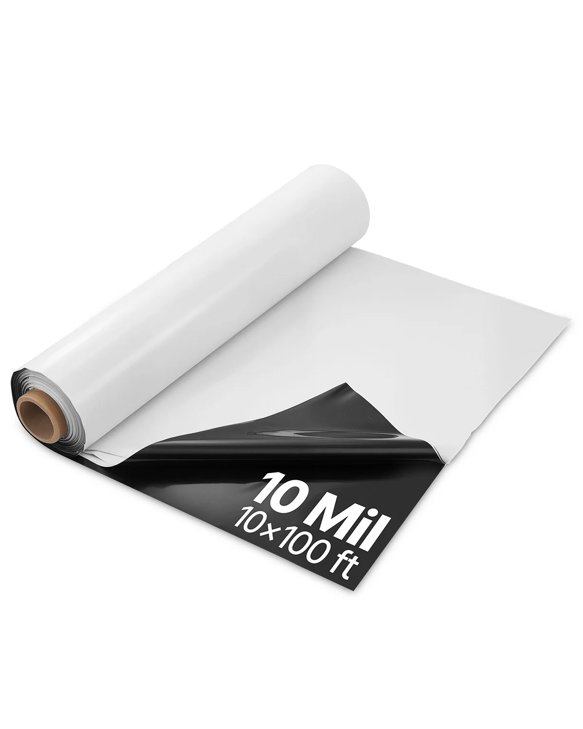 10 Mil Plastic Sheeting Heavy Duty 10' x 100', Thick Plastic Sheeting Roll, Plastic Drop Cloth Painters Tarp Covering for Crawl Space Vapor Barrier, Black and White Double-Sided, Multi-Purpose
