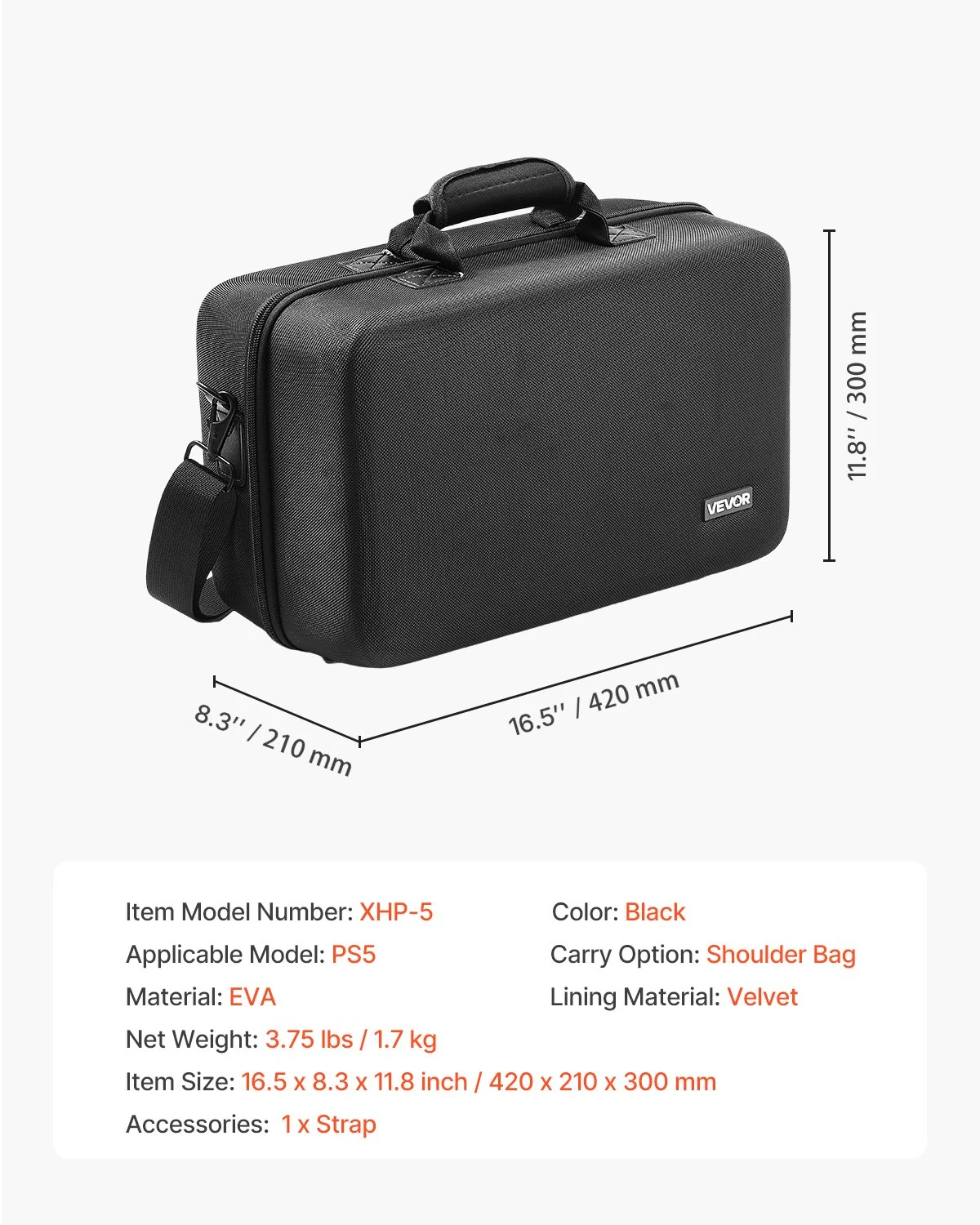 PS5 Carrying Case, Travel Bag for Playstation 5 Shockproof EVA, Soft Interior Lining & Padded Dividers for Extra Protection, Spacious Design with Carry Handle for Storage, Home & Party - Image 3