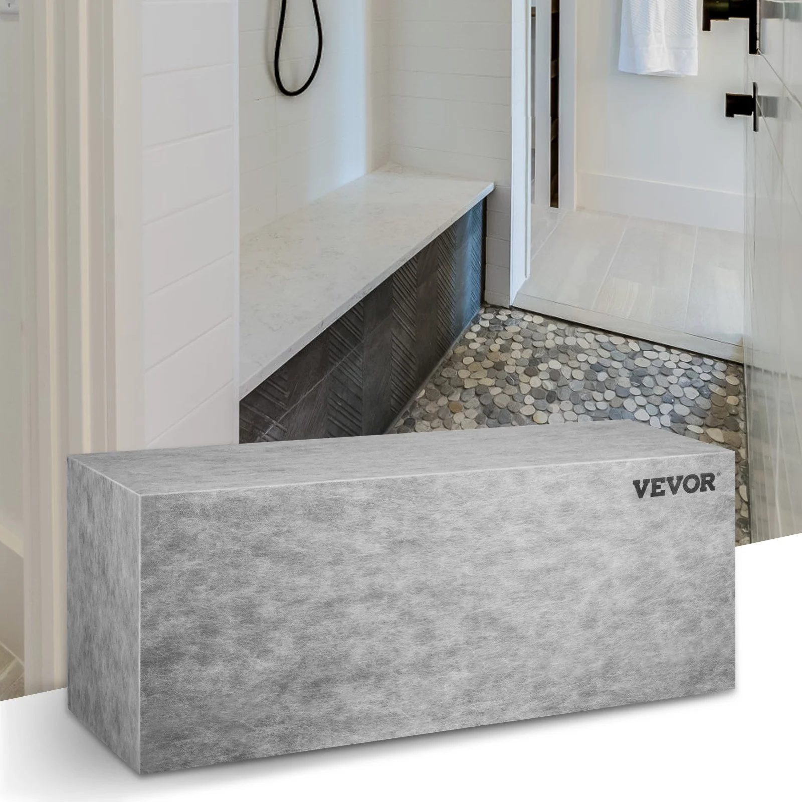 Board Shower Bench Rectangle Bench Ready to Tile & Waterproof 47.2x16x20" - Image 4