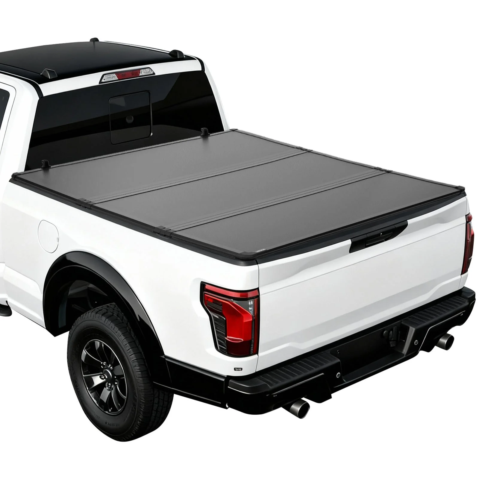 Hard Tri-Fold Truck Bed Tonneau Cover, Compatible with 2015-2025 Ford F150 6.5 ft (78.9 in) Standard Bed, Waterproof Fiberglass Hard Folding Truck Tonneau Cover with Aluminum Alloy Support Bar
