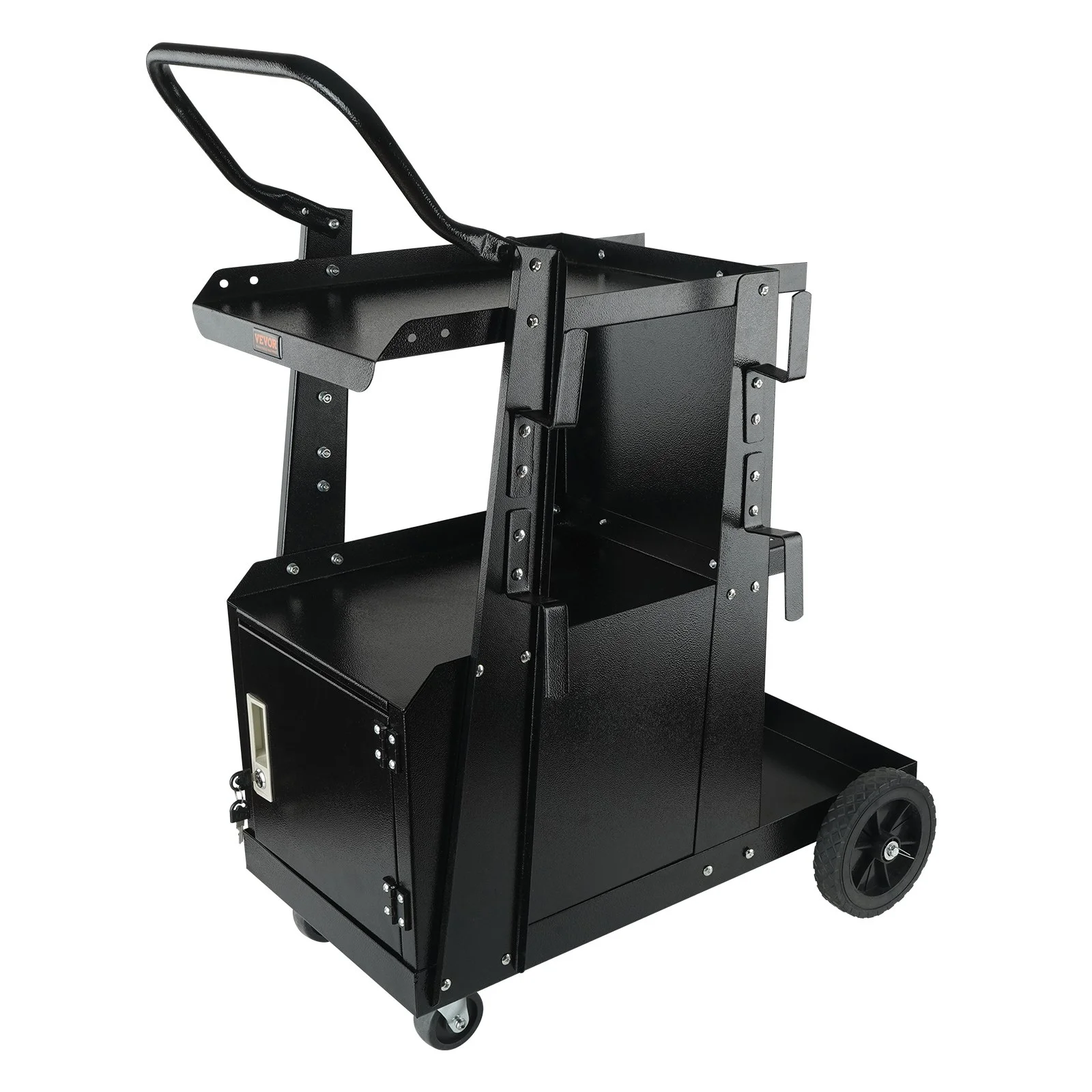Welding Cart, 2-Tier Heavy Duty Welder Cart with Anti-Theft Lockable Cabinet, 265LBS Weight Capacity, 360° Swivel Wheels, Tank Storage Safety Chains, Welding Cabinet for TIG, ARC, Plasma Cutter - Image 6