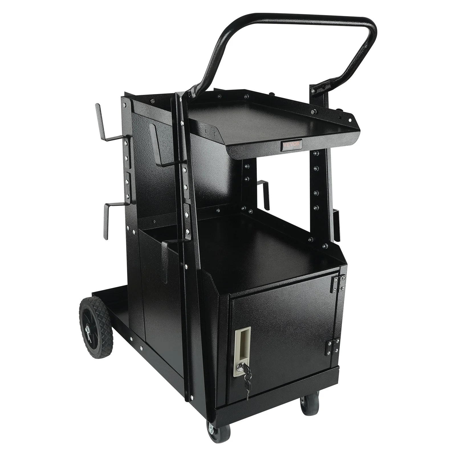 Welding Cart, 2-Tier Heavy Duty Welder Cart with Anti-Theft Lockable Cabinet, 265LBS Weight Capacity, 360° Swivel Wheels, Tank Storage Safety Chains, Welding Cabinet for TIG, ARC, Plasma Cutter - Image 5
