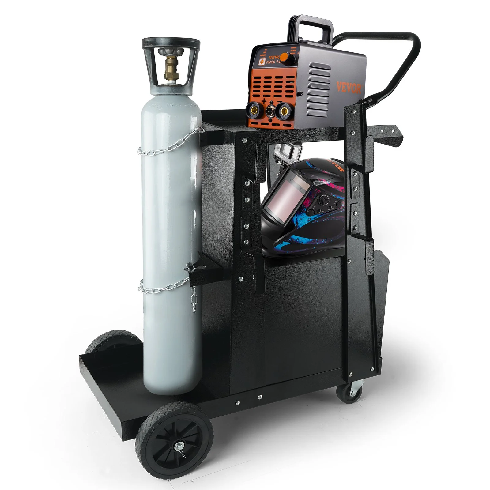 Welding Cart, 2-Tier Heavy Duty Welder Cart with Anti-Theft Lockable Cabinet, 265LBS Weight Capacity, 360° Swivel Wheels, Tank Storage Safety Chains, Welding Cabinet for TIG, ARC, Plasma Cutter - Image 7