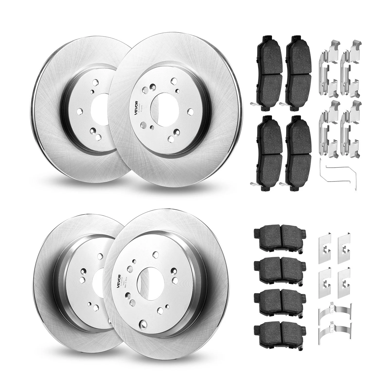 Front & Rear Brake Kit Compatible with 2012-2016 Honda CR-V (AWD Models), Ceramic Brake Replacement Kits, 12 inch Hollow Structure Front Rotors, 12 inch Solid Structure Rear Rotors, R-31455