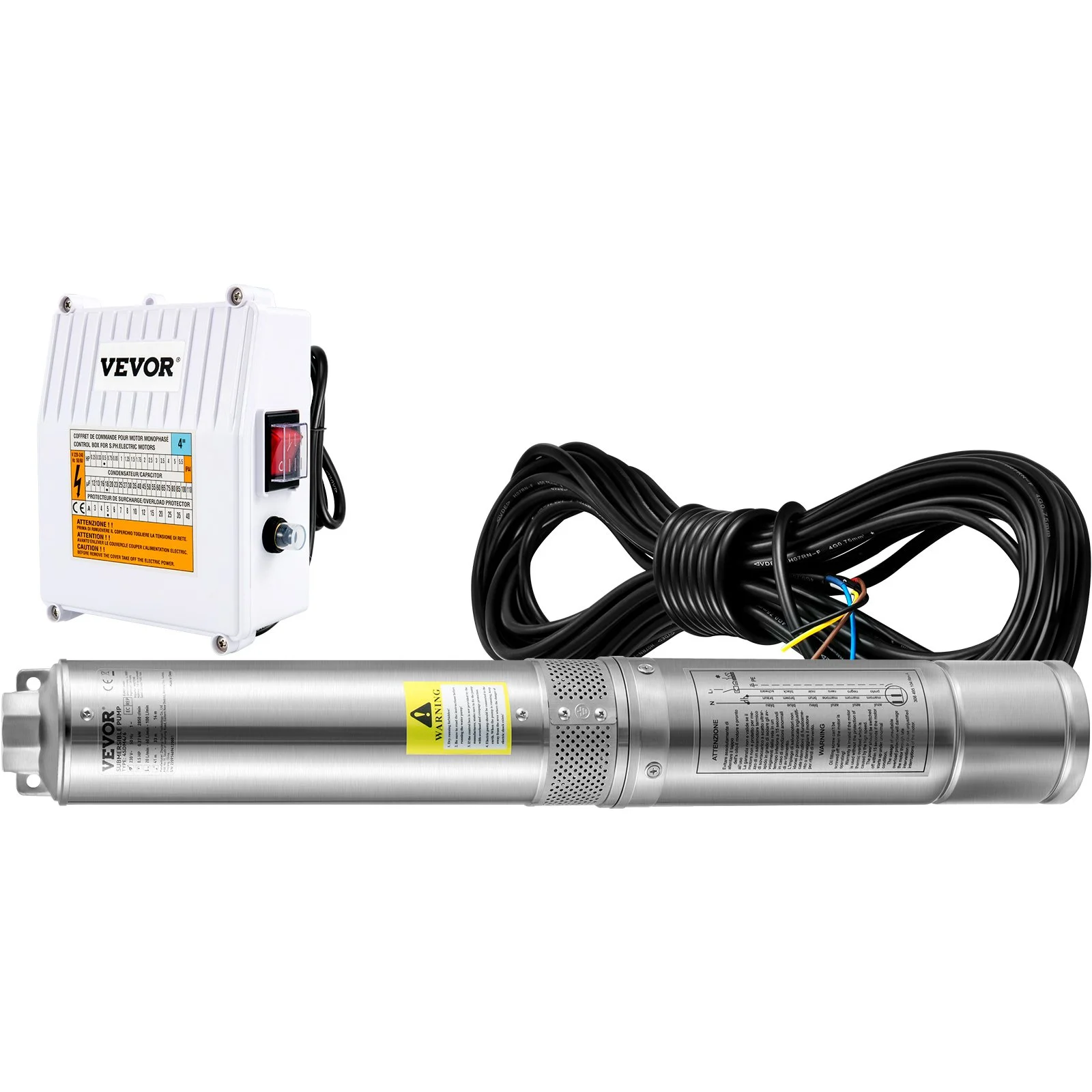 Deep Well Submersible Pump, 2HP 230V/60Hz, 37GPM 427 ft Head, with 33 ft Cord & External Control Box, 4 inch Stainless Steel Water Pumps for Industrial, Irrigation and Home Use, IP68 Waterproof - Image 5