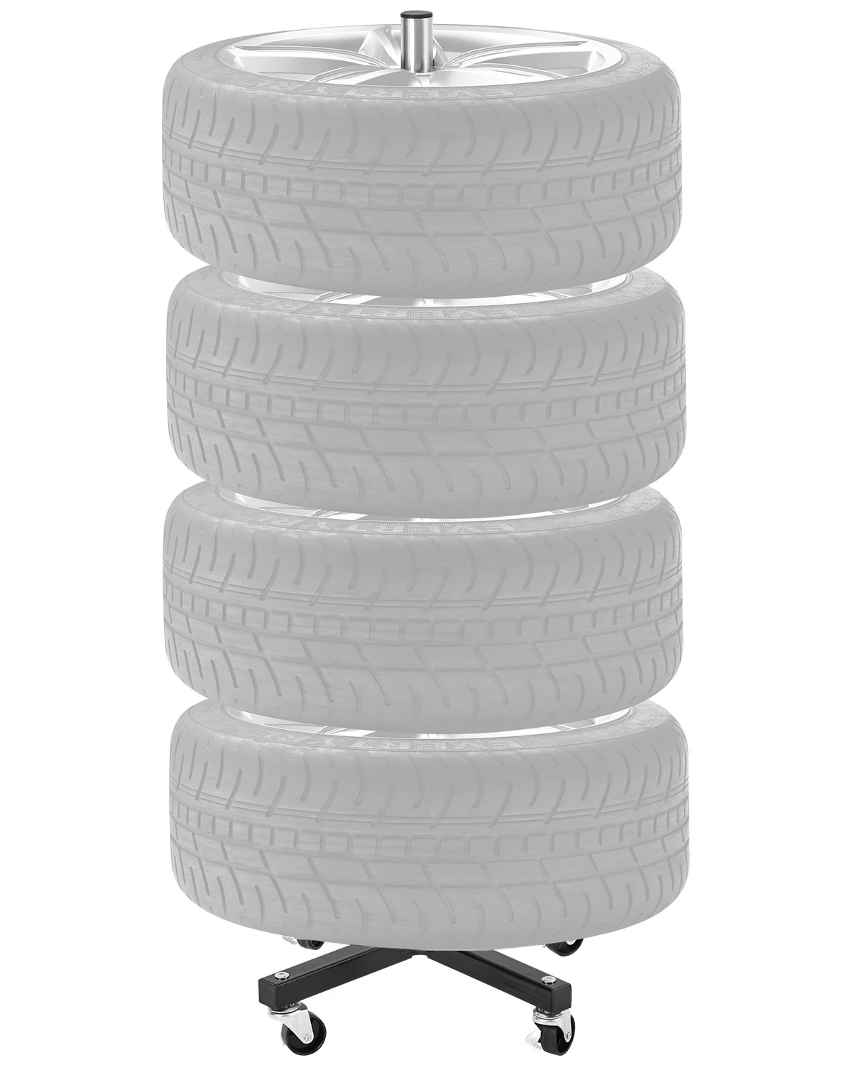 Wheel Rack on Casters, Robust Steel Wheel Stand for 4 Wheel and Rim Combinations, Compact & Portable Tire Storage for Tires as Wide as 225mm, Supports up to 220LBS Weight, Perfect for Garage Workspace
