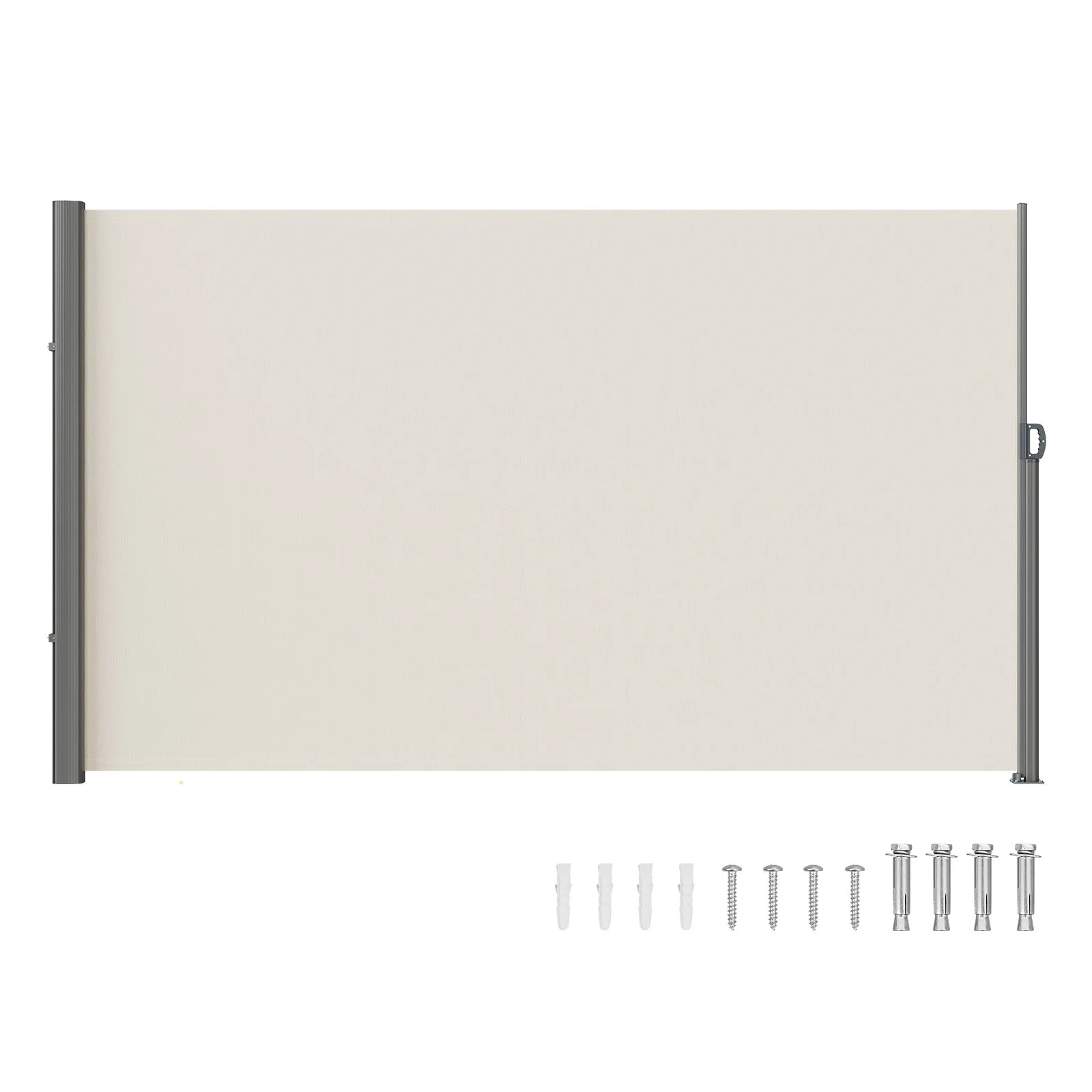Retractable Side Awning, 79''x 118'' Outdoor Privacy Screen, 180g Polyester Water-proof Retractable Patio Screen, UV 30+ Room Divider Wind Screen for Patio, Backyard, Balcony, Beige