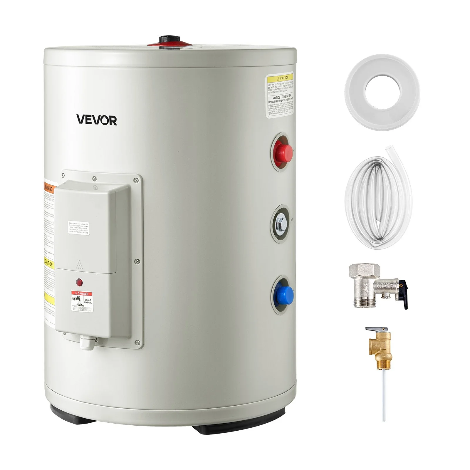12 Gallon Electric Tank Water Heater, 1600W Point-of-Use Hot Water Heater with LED Display, Knob Control, Side Outlet, 120V Storage Design with T&P Valve for Small Apartments & Studios, Gray