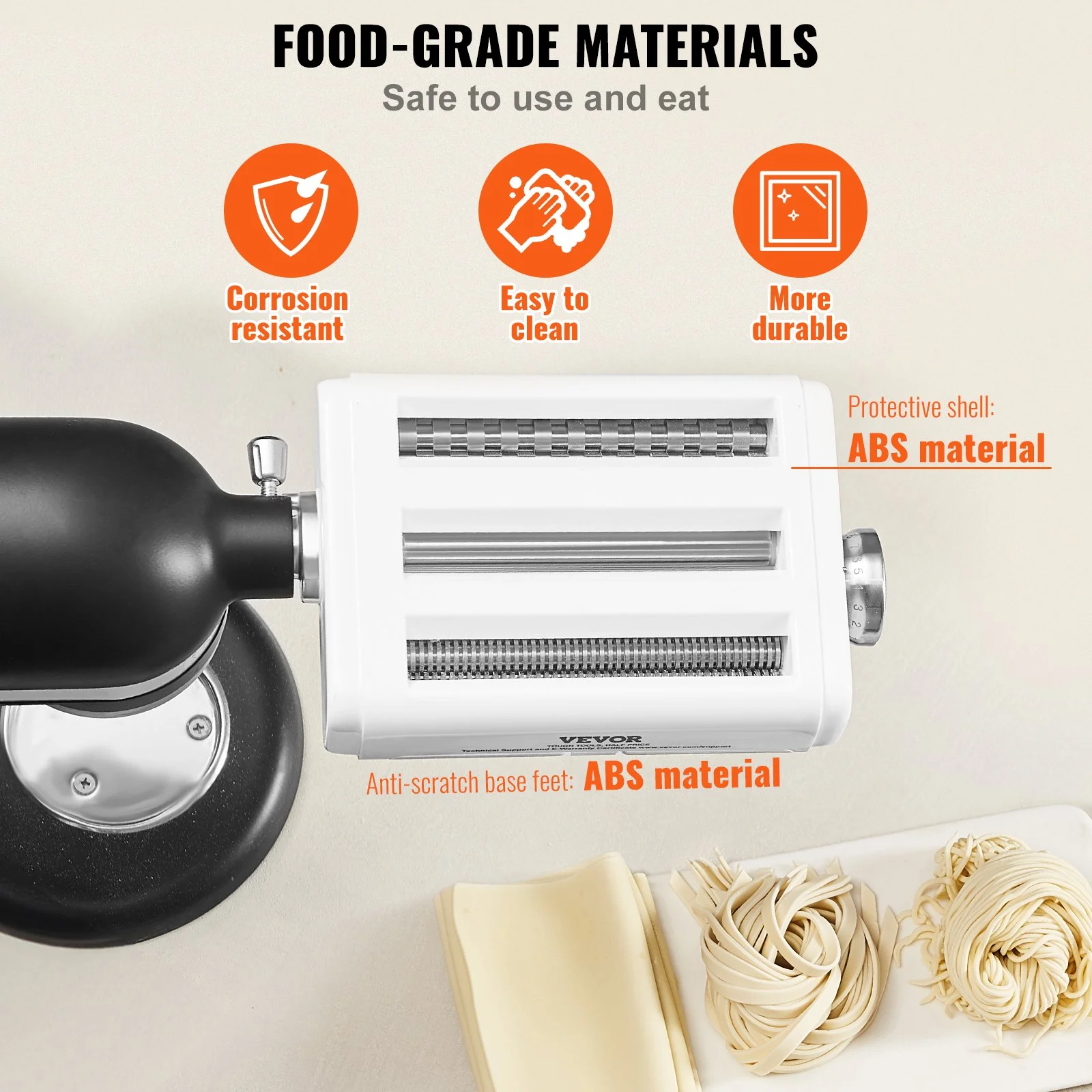 Pasta Attachment for KitchenAid Stand Mixer, 3-IN-1 Stainless Steel Pasta Roller Cutter Set Including Pasta Sheet Roller, Spaghetti and Fettuccine Cutter, 8 Adjustable Thickness Knob Pasta Maker - Image 12