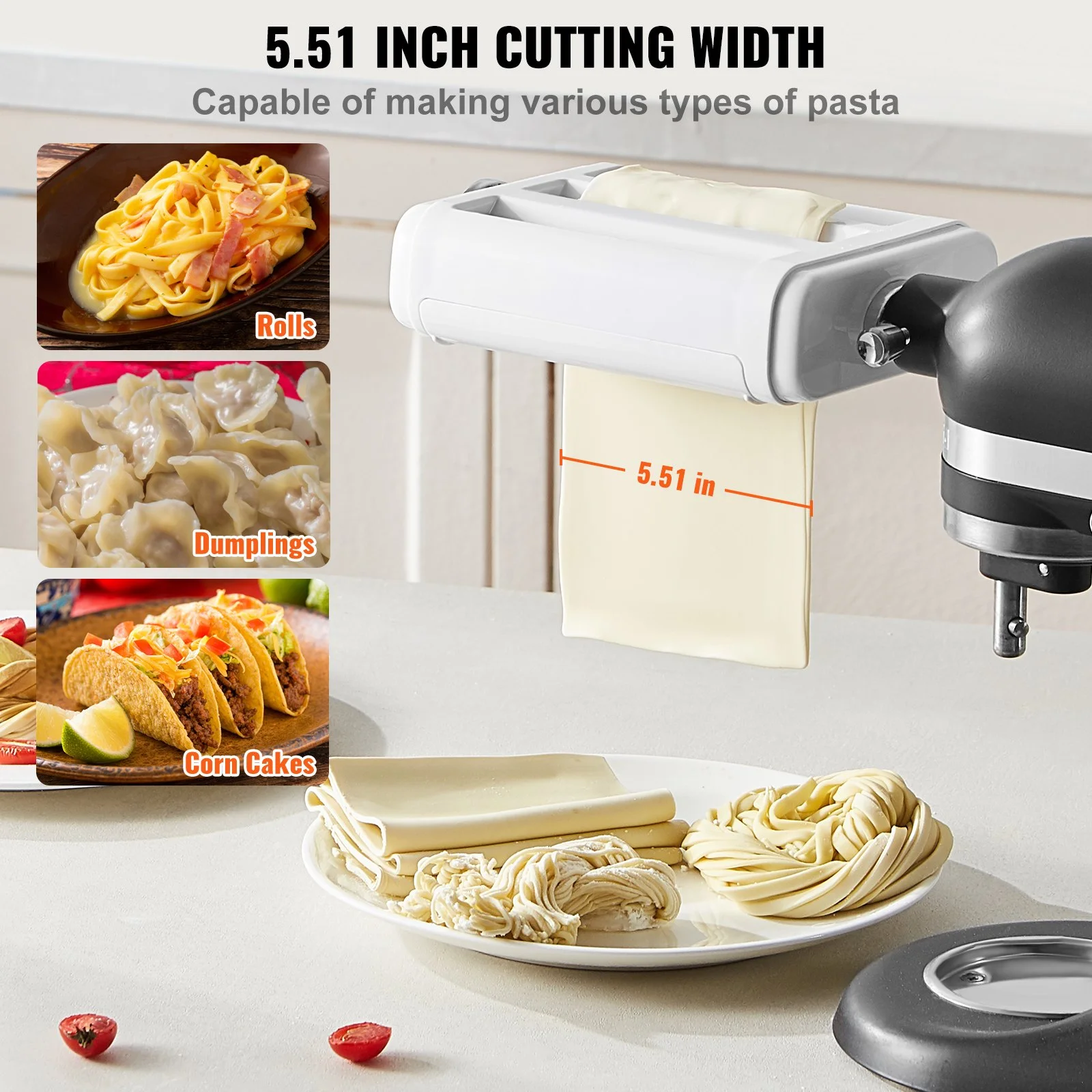 Pasta Attachment for KitchenAid Stand Mixer, 3-IN-1 Stainless Steel Pasta Roller Cutter Set Including Pasta Sheet Roller, Spaghetti and Fettuccine Cutter, 8 Adjustable Thickness Knob Pasta Maker - Image 11