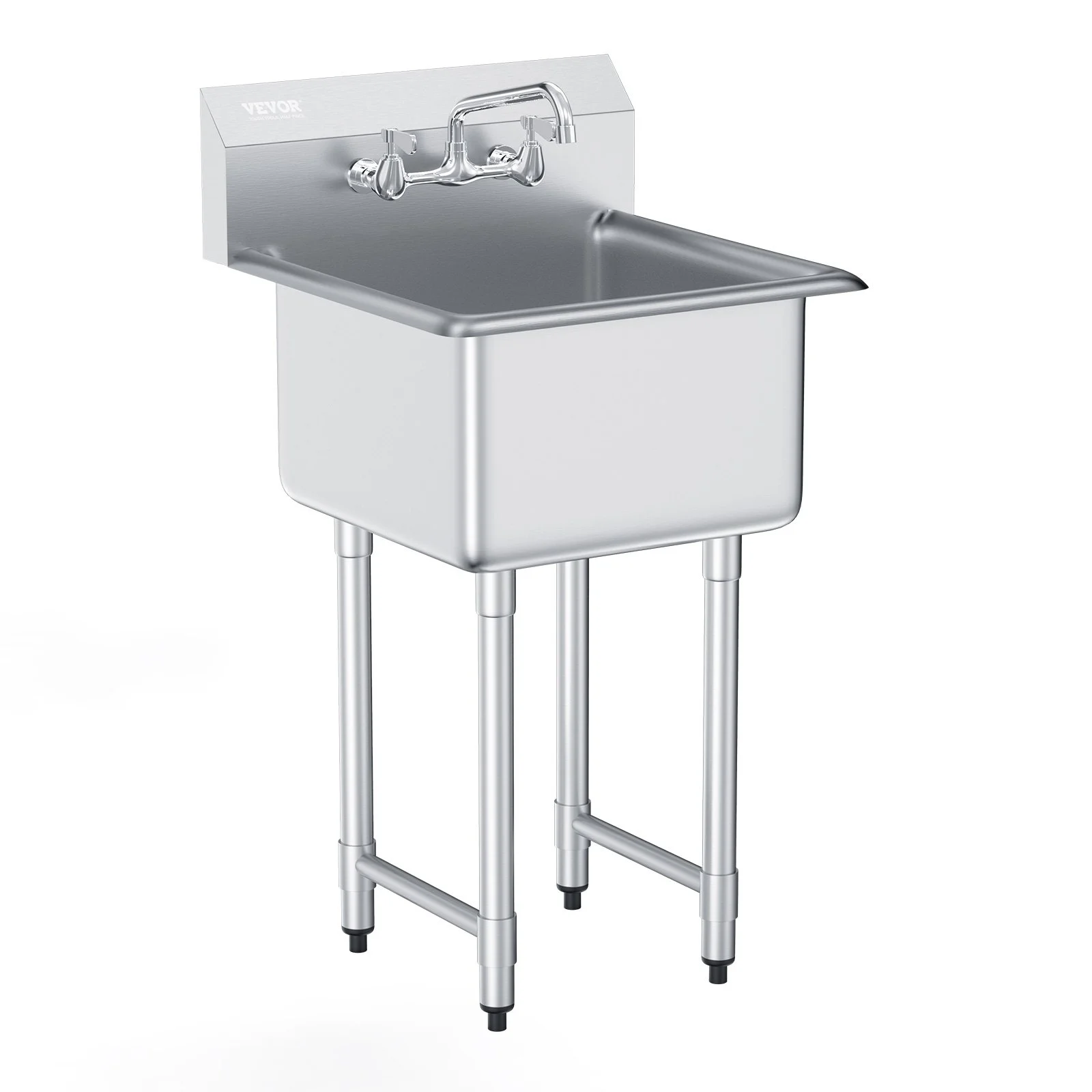 Stainless Steel Prep & Utility Sink, 1 Compartment Free Standing Small Sink Include Faucet & legs, 21"x41" Commercial Single Bowl Sinks for Garage, Restaurant, Kitchen, Laundry