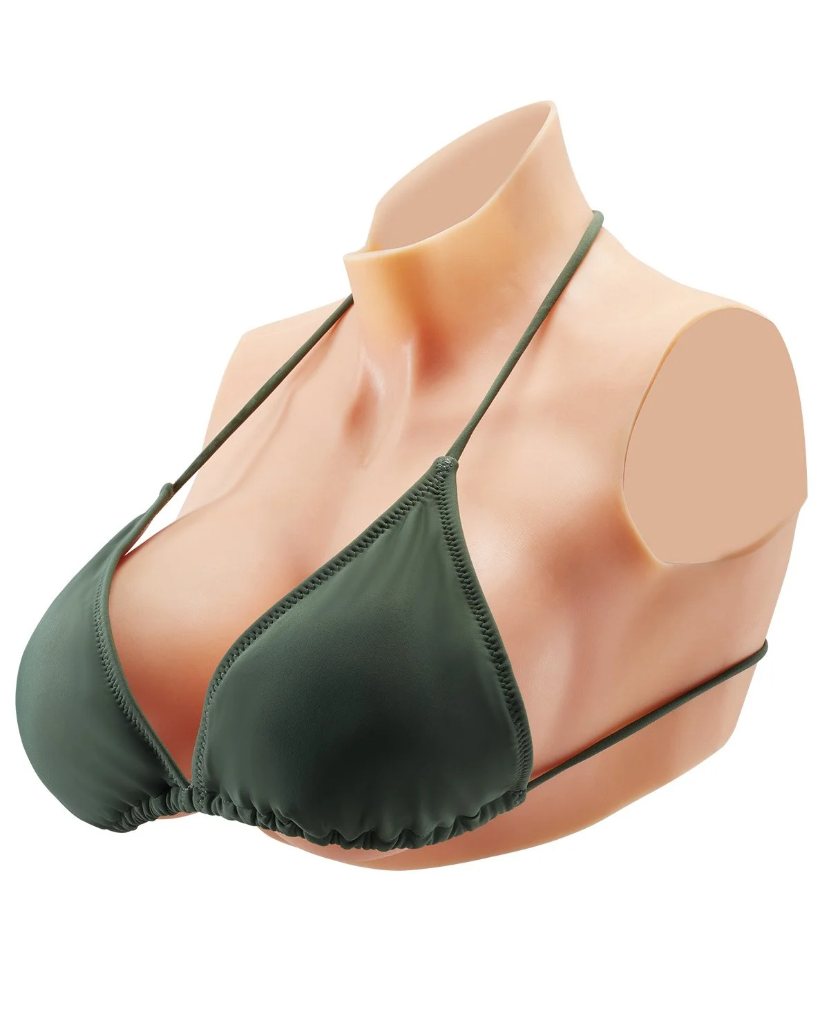 Silicone Breastplate, E-Cup High Neckline Fake Breasts for Crossdressers, Realistic Silicone-Filled Fake Boobs Breast Forms for Transgender Cosplay Drag Queen, Ivory