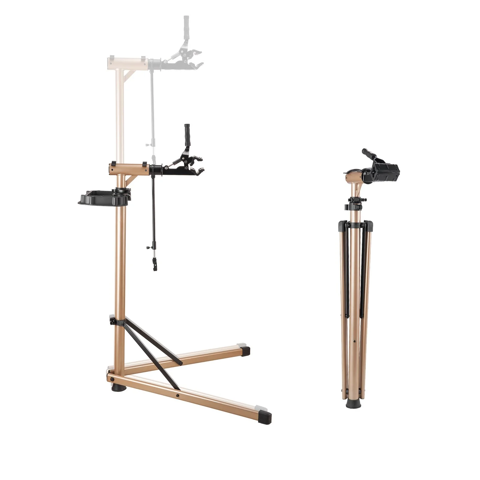 Bike Repair Stand, Max. 110 lb Heavy-duty Bicycle Work Stand with 40.3-59.4 in Adjustable Height & Large Tool Tray, Foldable Ebike Maintenance Rack, Shop Home Mechanics for Mountain Road Bike