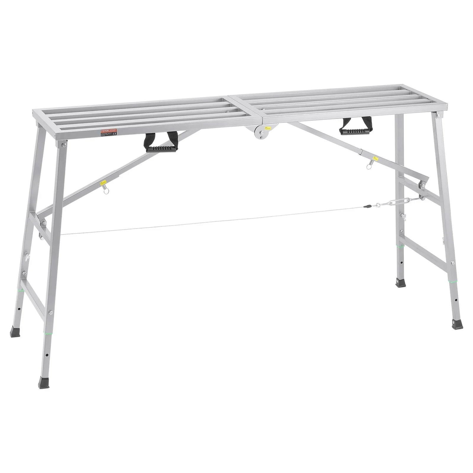 Work Platform, 4 Gear Adjustable Height, Folding Alloy Steel Step Ladder, Portable Scaffolding Platform, 800 lb Load Capacity, Non-Slip Rubber Feet, Drywall Painting Stool, Cleaning & Washing - Image 10