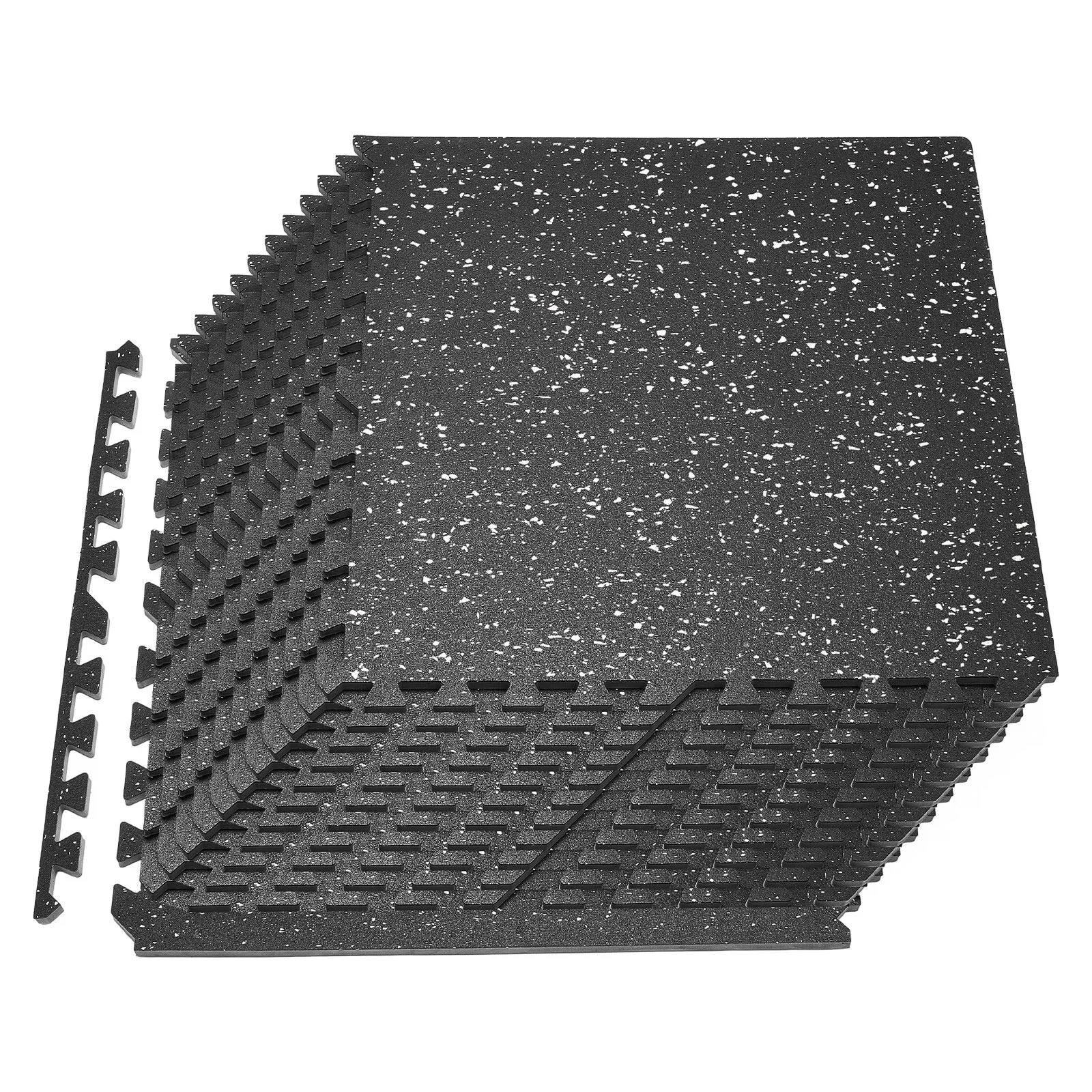 Puzzle Exercise Mat, 24 PCS Fitness Equipment Mats, 24 x 24 x 0.56 in, High-Density EVA Foam Mat Set, Interlocking Rubber Soft Tiles, Protective Floor Padding with White Dots for Home Gym Office