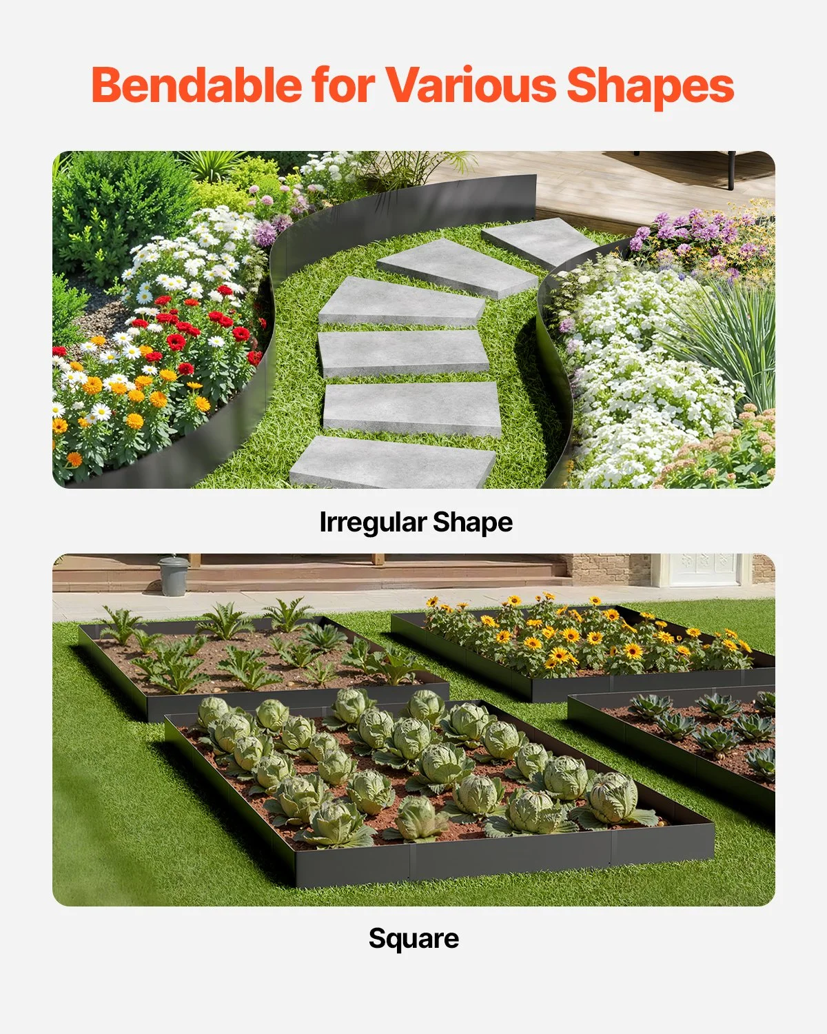 Steel Landscape Edging, 3 Packs 40 x 6 in Rust-Resistant Metal Landscape Edging, Bendable Garden Edging Border, Heavy Duty Lawn Edging, Easy-to-Install, Flower Bed Yard Pathway Divider Black - Image 3