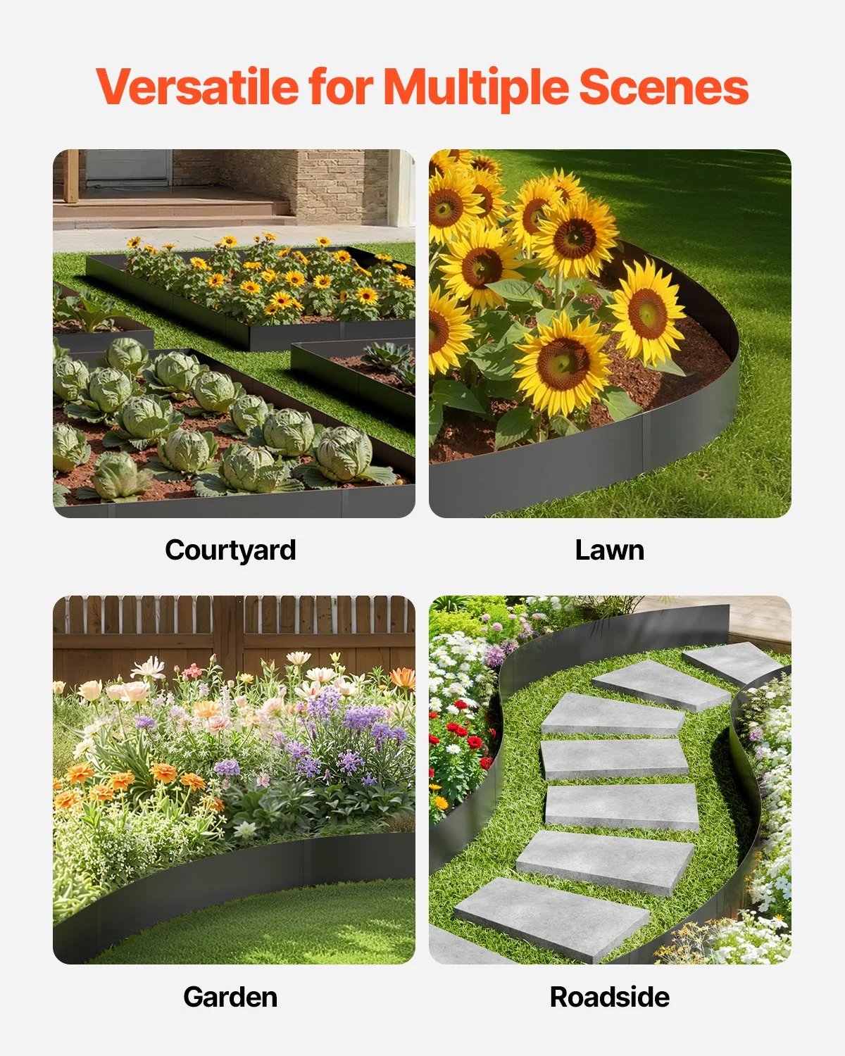 Steel Landscape Edging, 3 Packs 40 x 6 in Rust-Resistant Metal Landscape Edging, Bendable Garden Edging Border, Heavy Duty Lawn Edging, Easy-to-Install, Flower Bed Yard Pathway Divider Black - Image 5