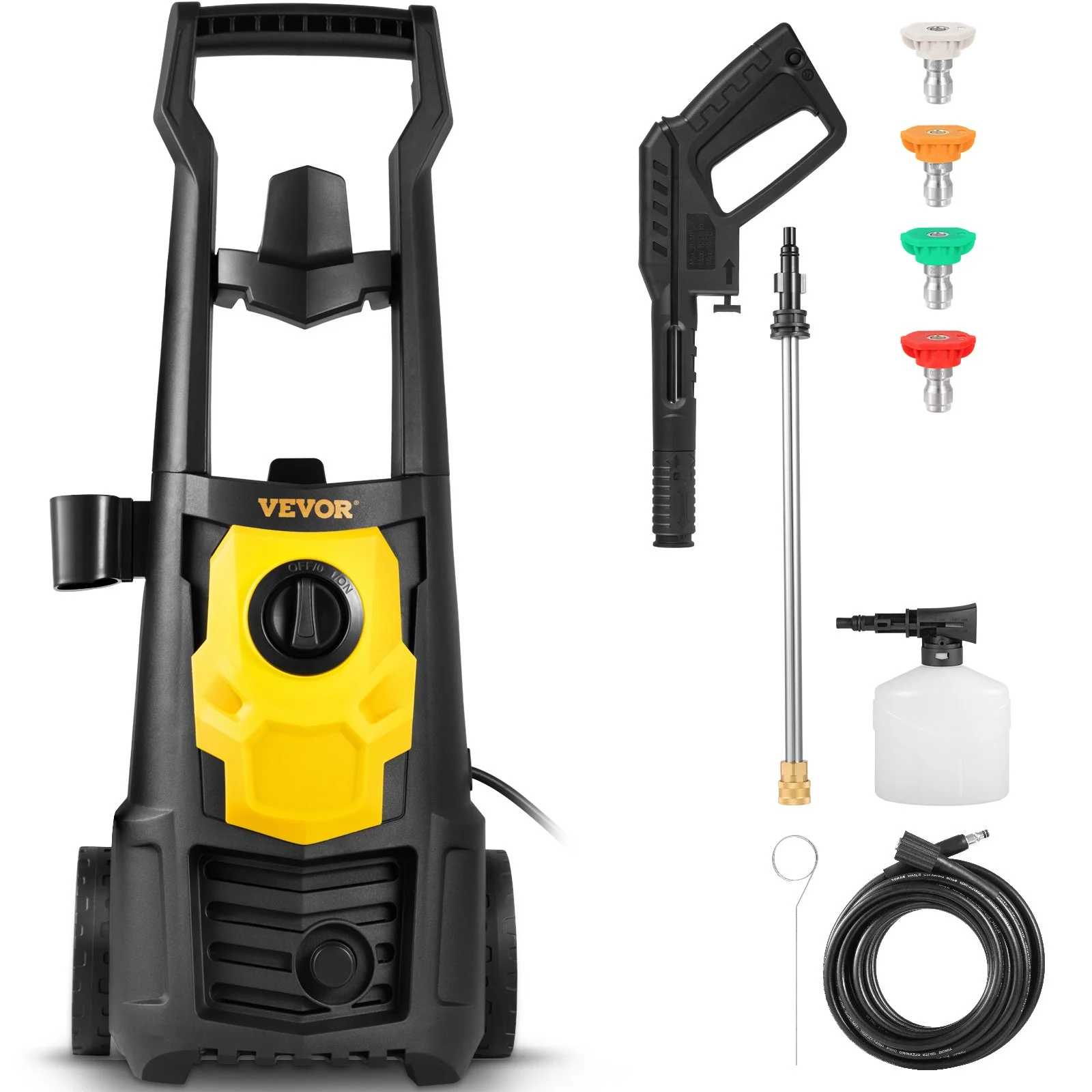 Electric Pressure Washer, 2000 PSI, Max. 1.76 GPM Power Washer with 30 ft Hose, 5 Quick Connect Nozzles, Foam Cannon, Portable to Clean Patios, Cars, Fences, Driveways, ETL Listed