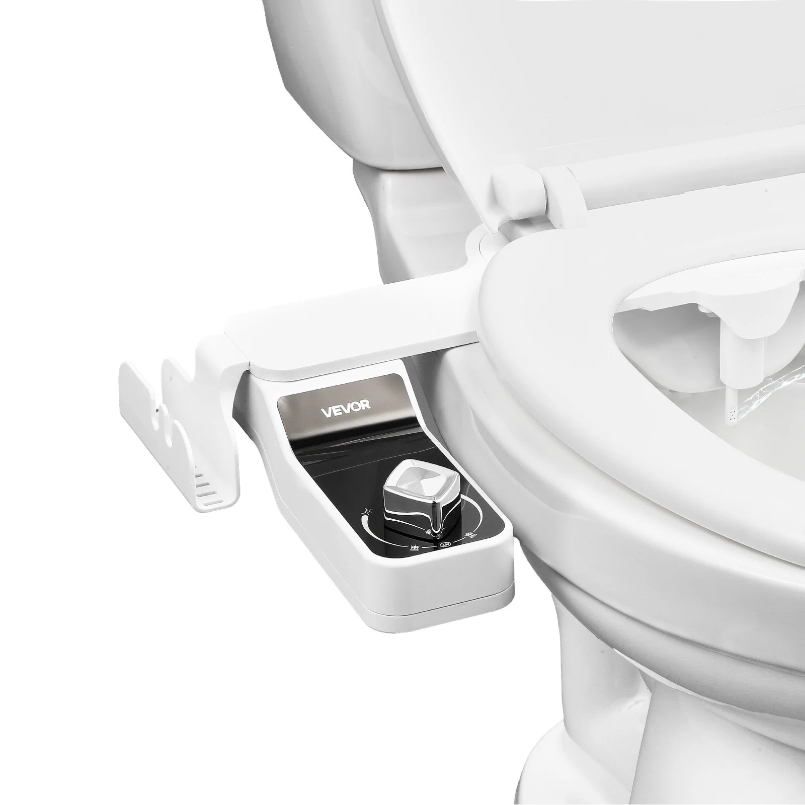 Bidet Attachment for Toilet, 0.3" Ultra Thin Bidet Toilet Seat Attachment - Dual Retractable Nozzles, Adjustable Water Pressure, Non-Electric Cold Water Sprayer for Front Rear Water Wash, White