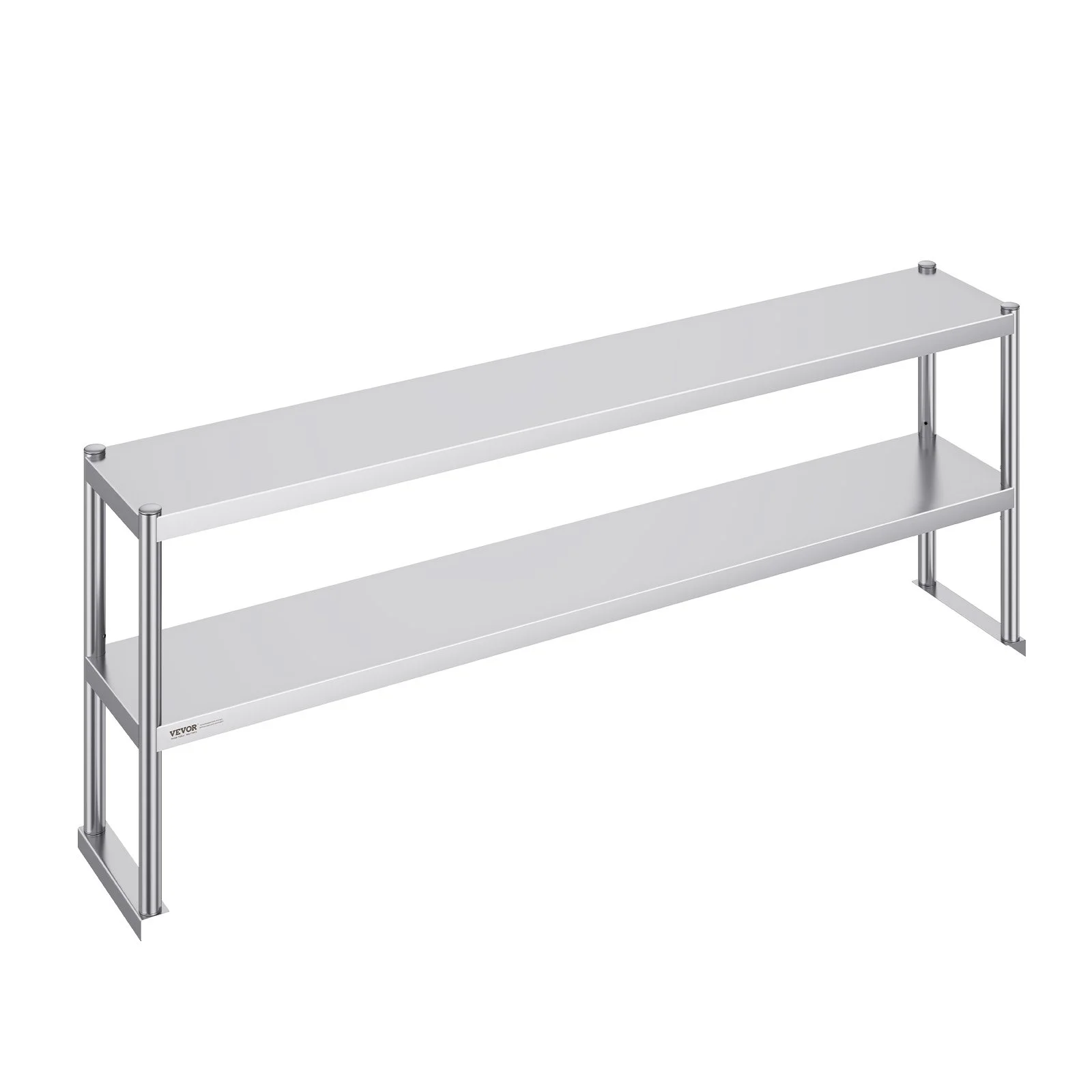 Double Overshelf, Double Tier Stainless Steel Overshelf, 12 x 72 Inch Double Deck Overshelf, Height Adjustable Overshelf Prep Work Table for Kitchen, Restaurant and Workshop