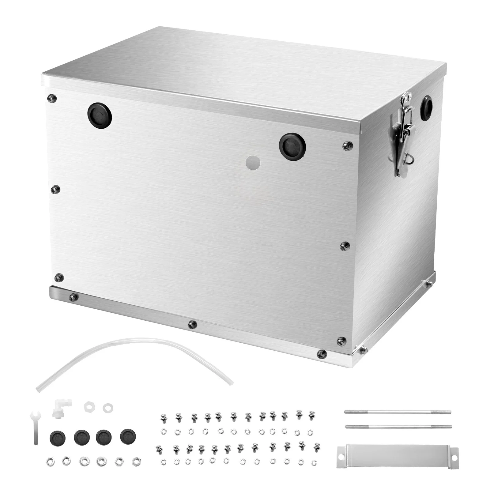 Battery Box, Group 24/31 Trolling Motor Battery Box, Marine Batteries Case with Rubber-Grommet Cable Holes, Aluminum Alloy Shell Storage Case, Easy Installation, for Off-Road Racers, Trucks