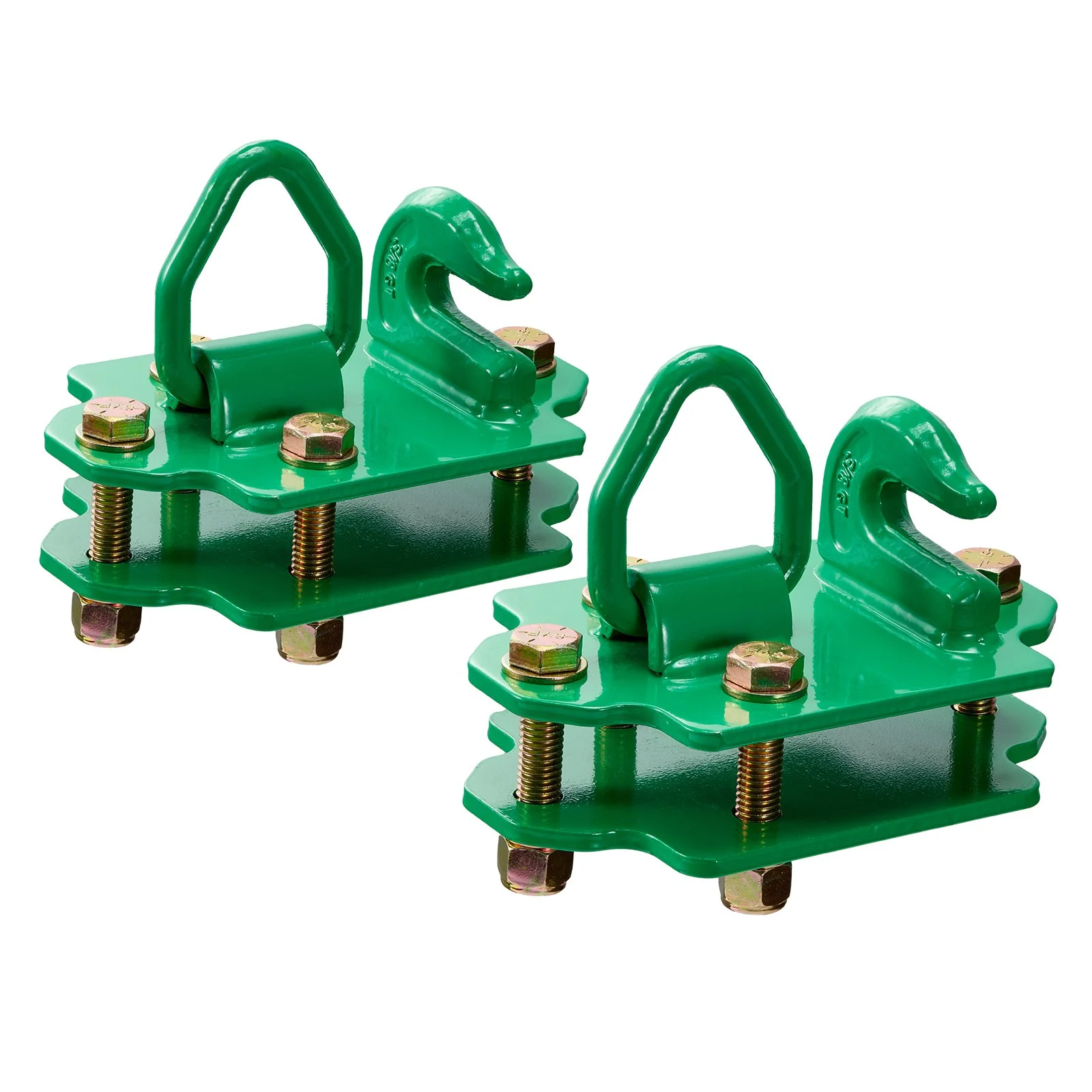 3/8" Tractor Bucket Hooks with Tie Down Ring, Grade 70 Forged Steel 2 Pack Bolt-On Grab Hook with Back Plates Compatible for Tractor Bucket RV UTV Truck Maximum Break Strength 15,000 lbs, Green - Image 4