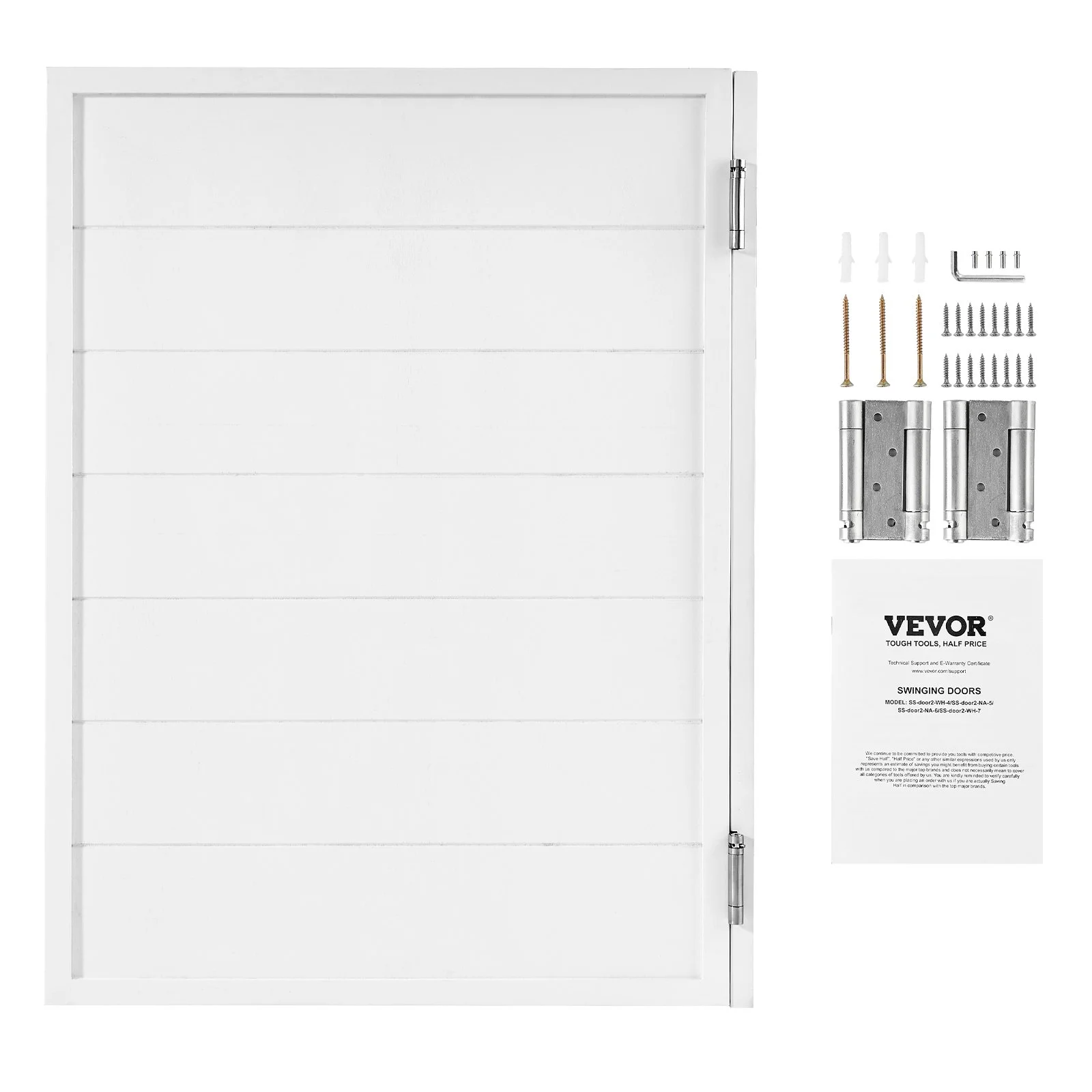 Saloon Doors, 32"W x 42" H Single Swinging Cafe Interior Doors, Square Design Premium Pine Wood, with Hinges & Hardware Kit, Easy to Install, for Hallway Kitchen Bar Pub Entrance, White