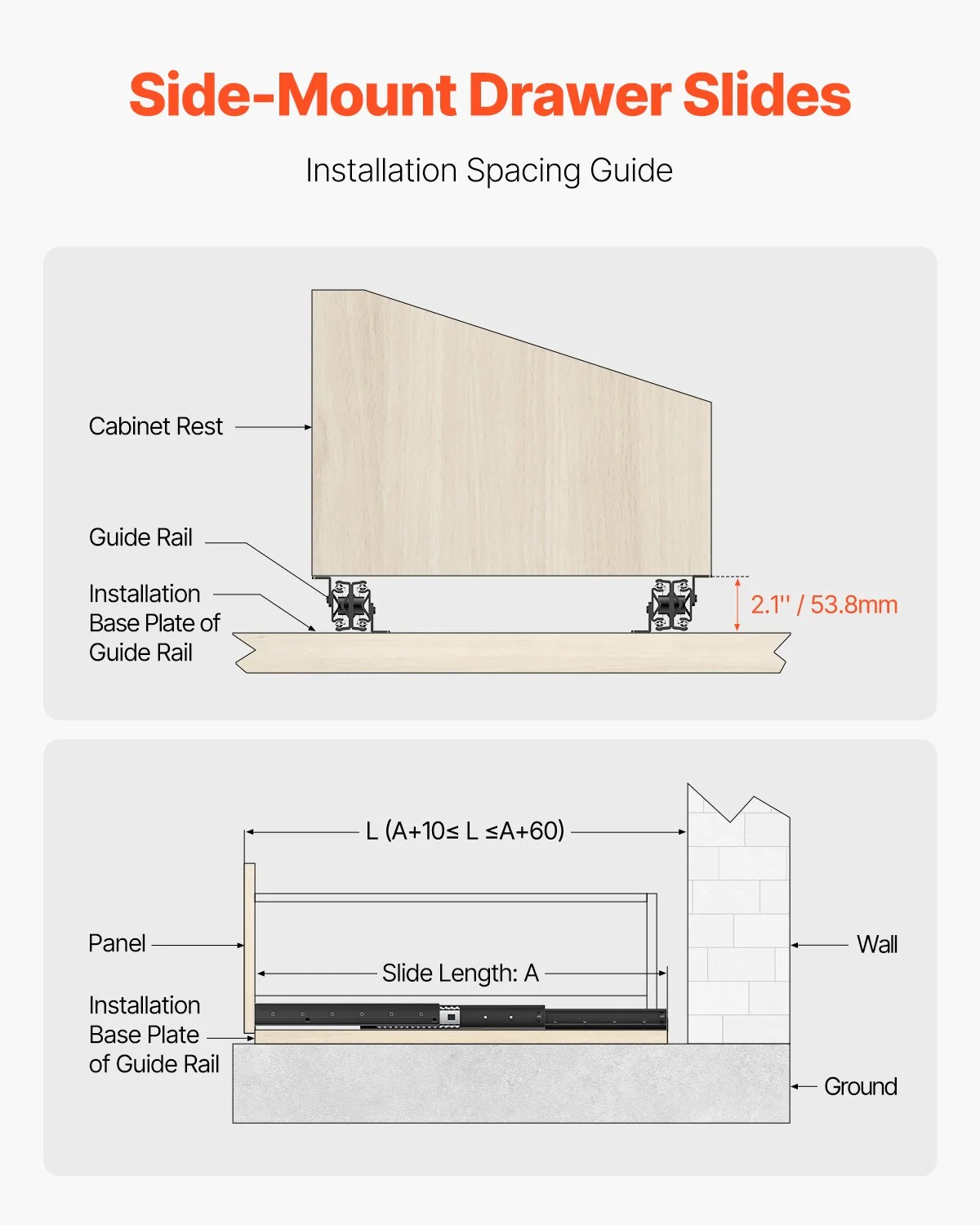 Undermount Drawer Slides, 16 inch, Full Extension Ball Bearing Under Stair Cabinet Rails, 260 LB Load Capacity Heavy Duty Bottom Stair Cabinet Glides Track Runners,for DIY Replacement, Black - Image 3