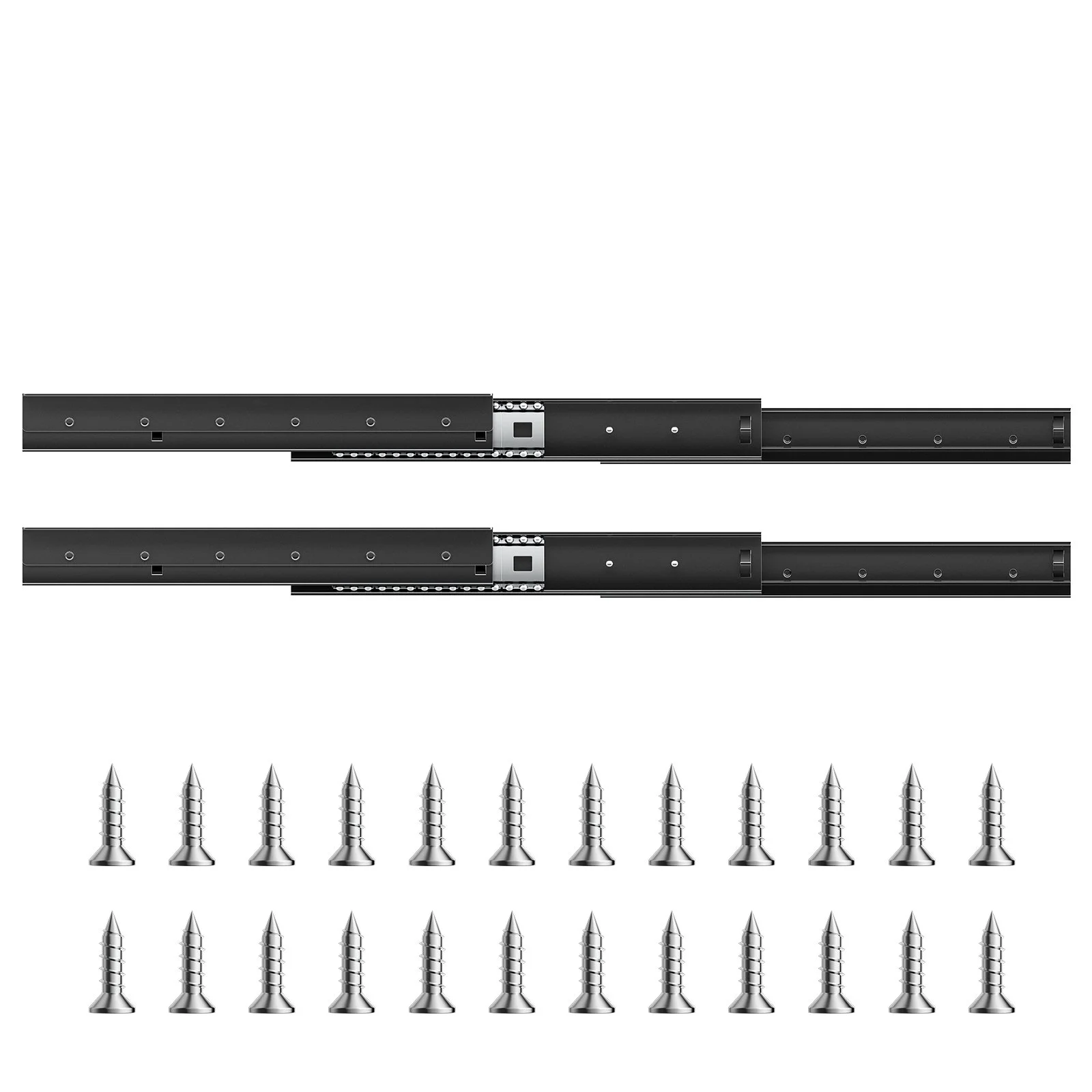Undermount Drawer Slides, 16 inch, Full Extension Ball Bearing Under Stair Cabinet Rails, 260 LB Load Capacity Heavy Duty Bottom Stair Cabinet Glides Track Runners,for DIY Replacement, Black - Image 9