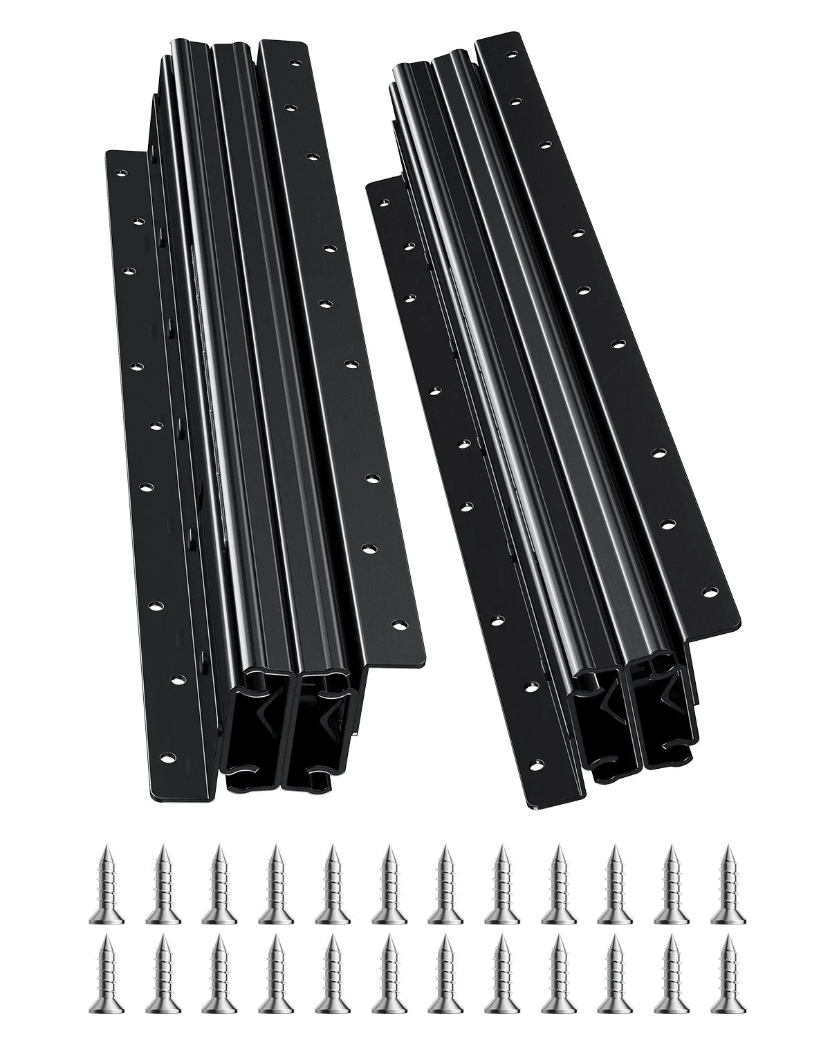 Undermount Drawer Slides, 16 inch, Full Extension Ball Bearing Under Stair Cabinet Rails, 260 LB Load Capacity Heavy Duty Bottom Stair Cabinet Glides Track Runners,for DIY Replacement, Black
