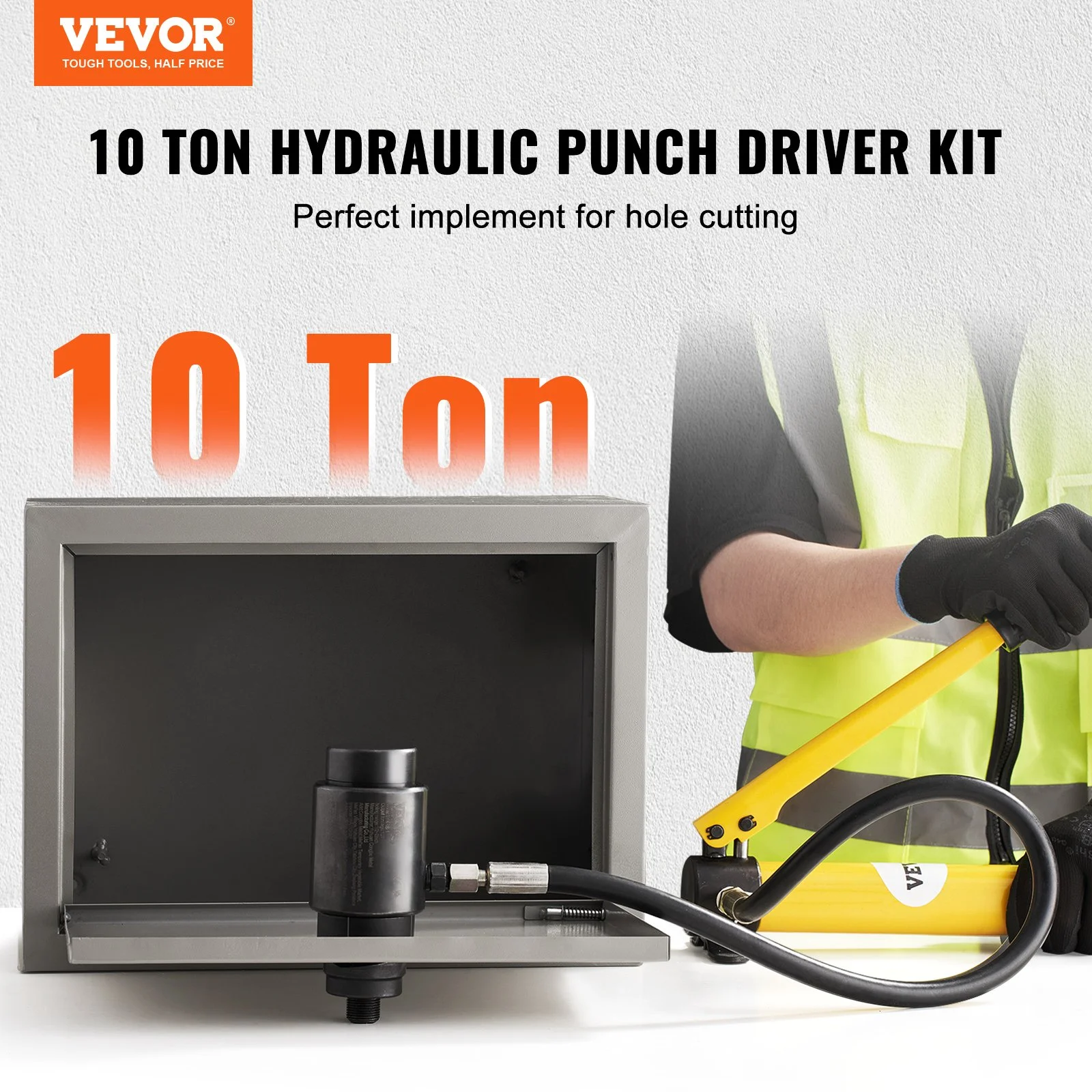 Hydraulic Knockout Punch Kit, 10 Ton 1/2" to 2" Conduit Hole Cutter Set, KO Tool Kits with Puncher 6 Piece, Metal Sheet Driver Tools, For Aluminum, Stainless Steel, Brass, Fiberglass and Plastic - Image 11