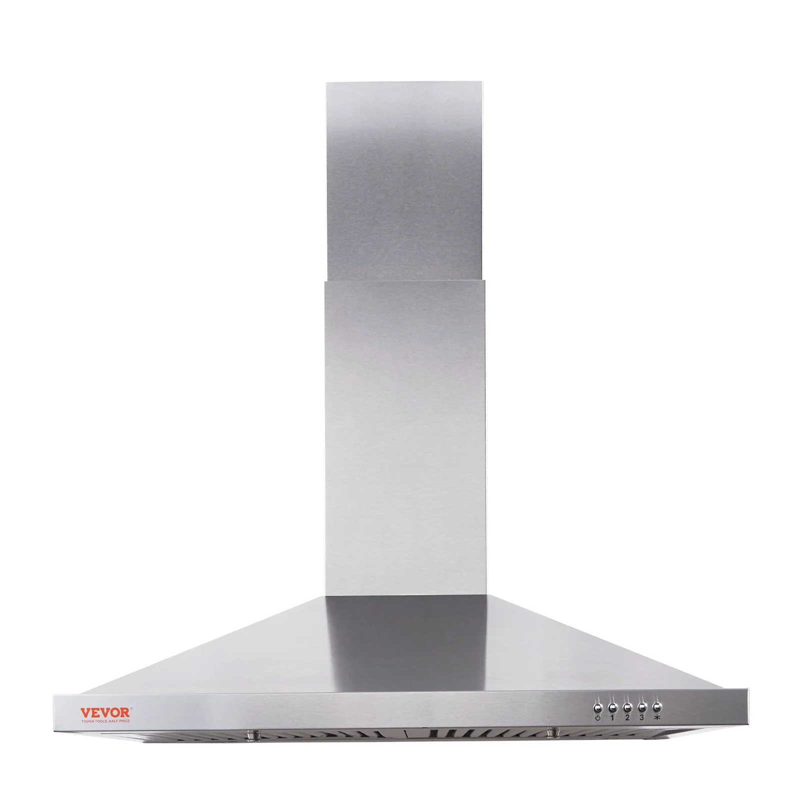 Wall Mount Range Hood, Ductless Chimney-Style Kitchen Stove Vent, Stainless Steel Permanent Filter with 3-Speed Exhaust Fan, 2 Baffle Filters, LED Lights, Push Button, Silver (30 inch)
