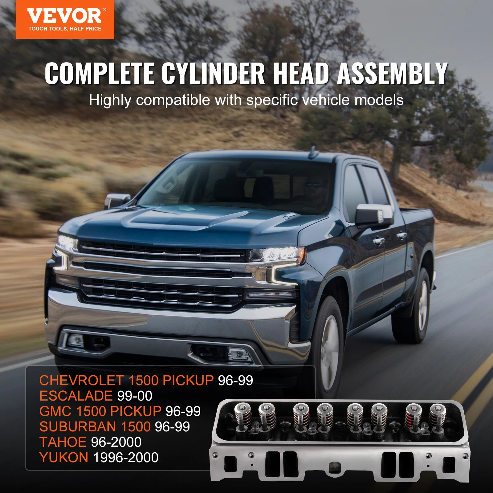 Engine Cylinder Head Assembly Replacement, Cast Iron Engine Cylinder Head, Compatible with CHEVROLET 1500 PICKUP 96-99, ESCALADE 99-00, GMC 1500 PICKUP 96-99, SUBURBAN 1500 96-99, TAHOE 96 2000 - Image 8