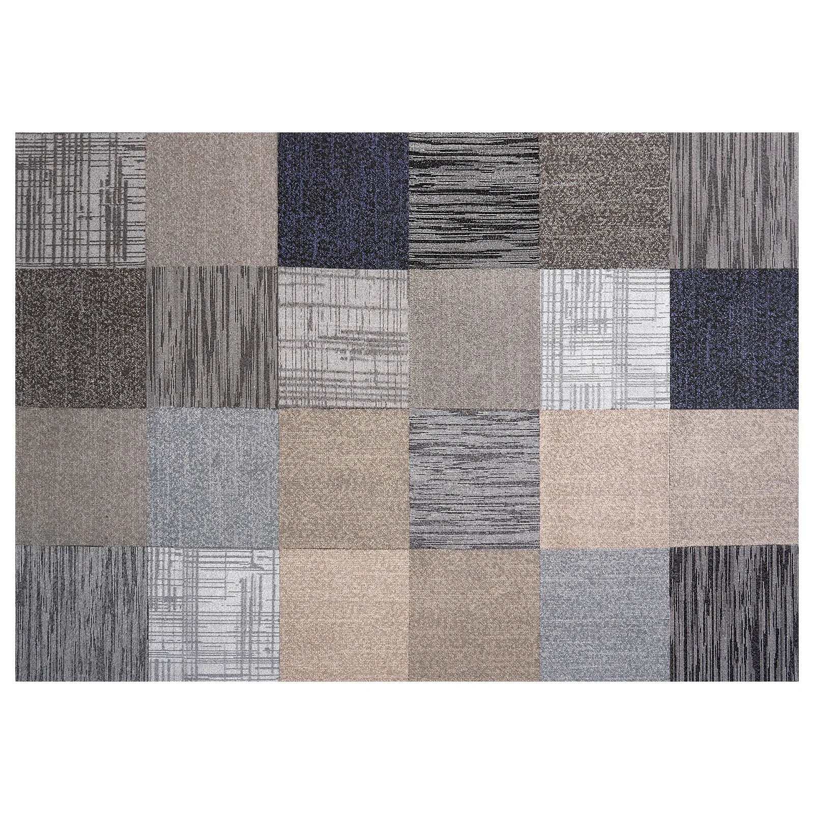 Carpet Tiles Reusable 20x20 inch, 24 PCS Modular Carpet Square Rug, Commercial Floor Soft Padded for Seamless Cover 66.6sq.ft, Easy DIY Replacement for Living Room Bedroom Indoor,Multicolor