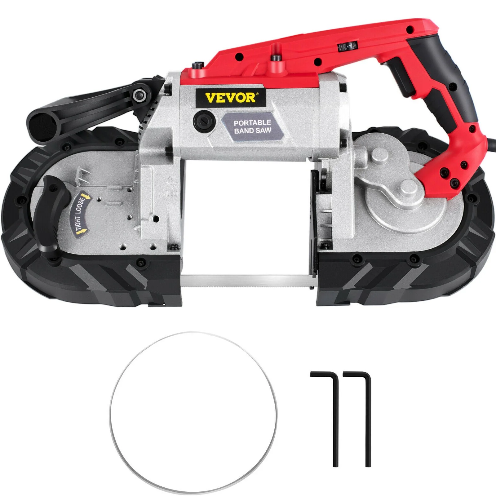 Cordless Band Saw, 5-Inch Cut Capacity, Variable Speed, Handheld, 10A Motor, for Metal, Wood, Tubing, Pipes, Rebar, Plastic