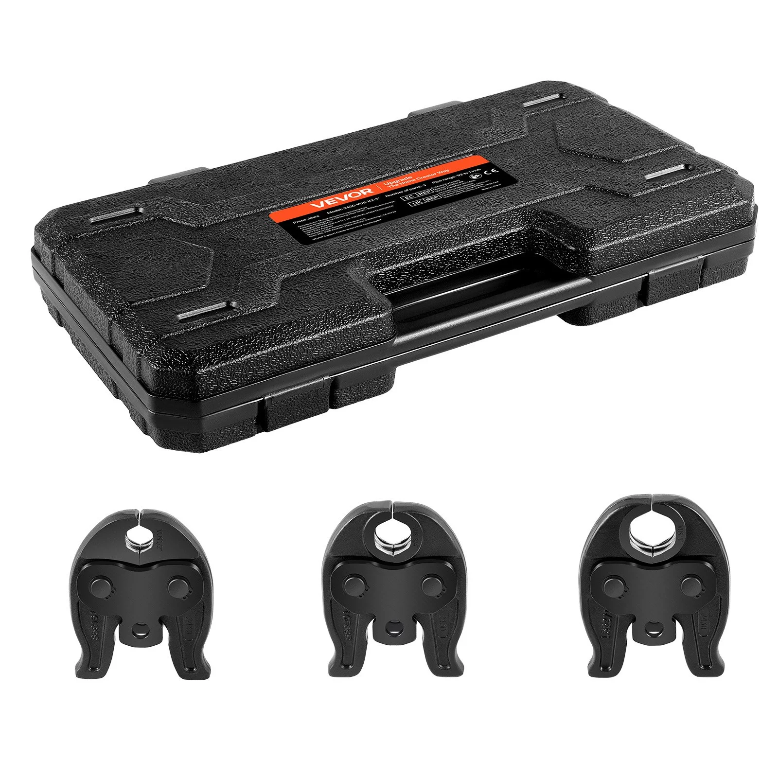 ProPress Jaws for Compact Series Press Tools, 3PCS Pressing Jaws 1/2", 3/4" & 1" for ProPress Copper Pipes Connections, Compatible with 24KN Press Tools - Includes Carrying Case