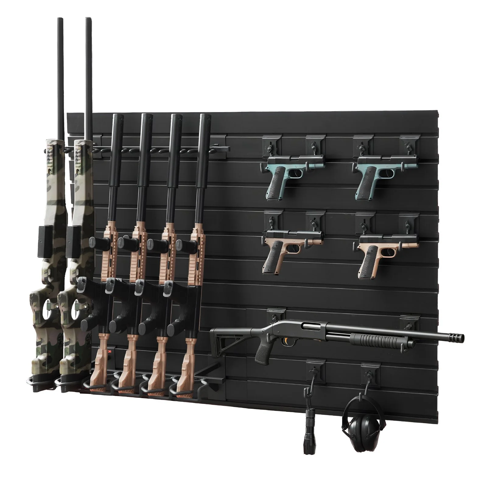 Gun Rack, Wall Mount, Heavy-Duty Steel Tactical Rifle Carbine Shotgun Handgun Storage Rack, Securely Holds up to 6 Rifles and 6 Pistols, Modular Firearms Gun Wall Gear Accessories Organizer