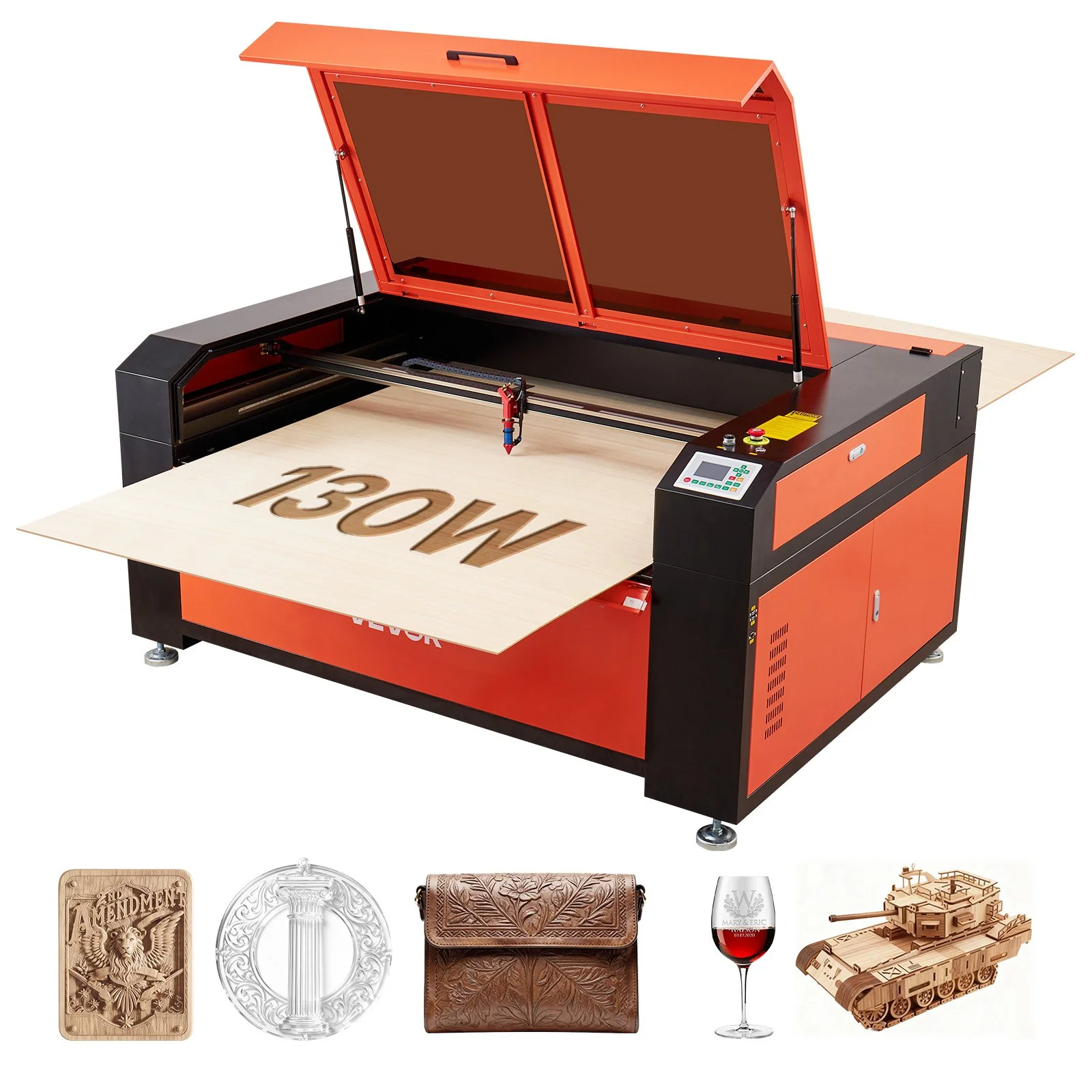130W CO2 Laser Engraver, 55 x 35 in, CO2 Laser Engraver Cutter Machine with Water Chiller, 2 Way Pass Air Assist, 1200 mm/s Speed, Autofocus Engraving Cutting Machine, for Wood Acrylic Glass