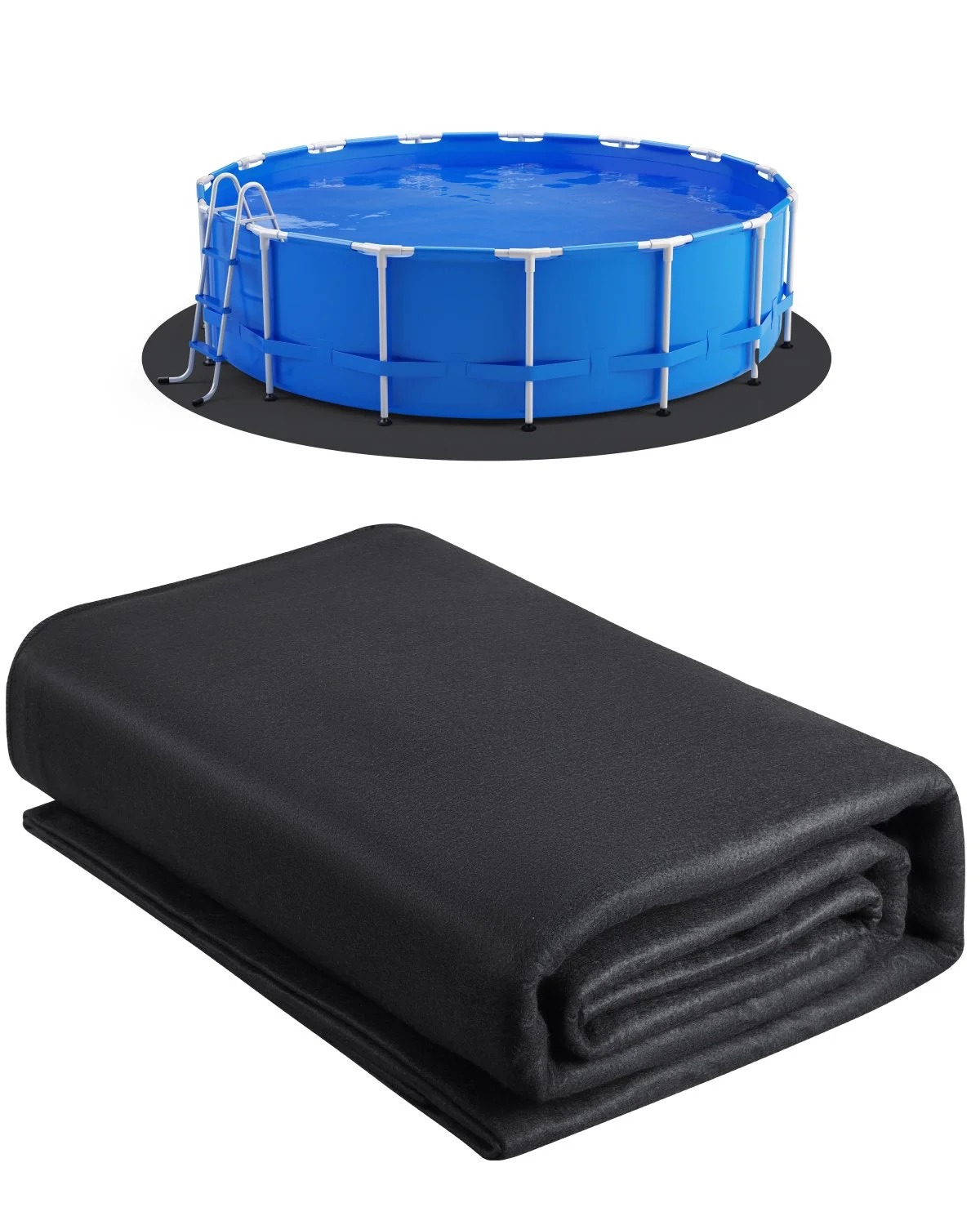 24ft Round Pool Liner Pad, Pool Liner Pad for Above Ground Swimming Pools, Extra-Thick Pool Mat, Prevents Punctures, Recycled Geotextile Material Underlayment Pad, Extend Liner Life