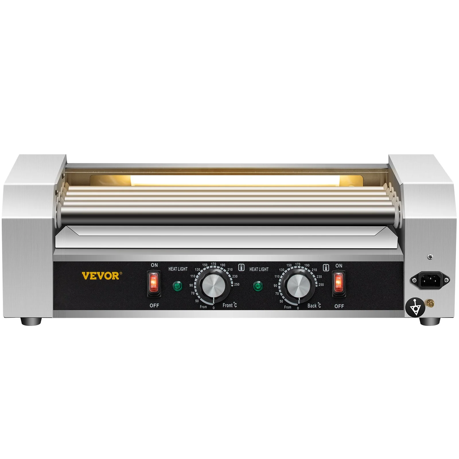 Hot Dog Roller, 12 Hot Dog Capacity 5 Rollers, 750W Stainless Steel Cook Warmer Machine with Dual Temp Control, LED Light and Detachable Drip Tray, Sausage Grill Cooker for Kitchen Restaurant - Image 7