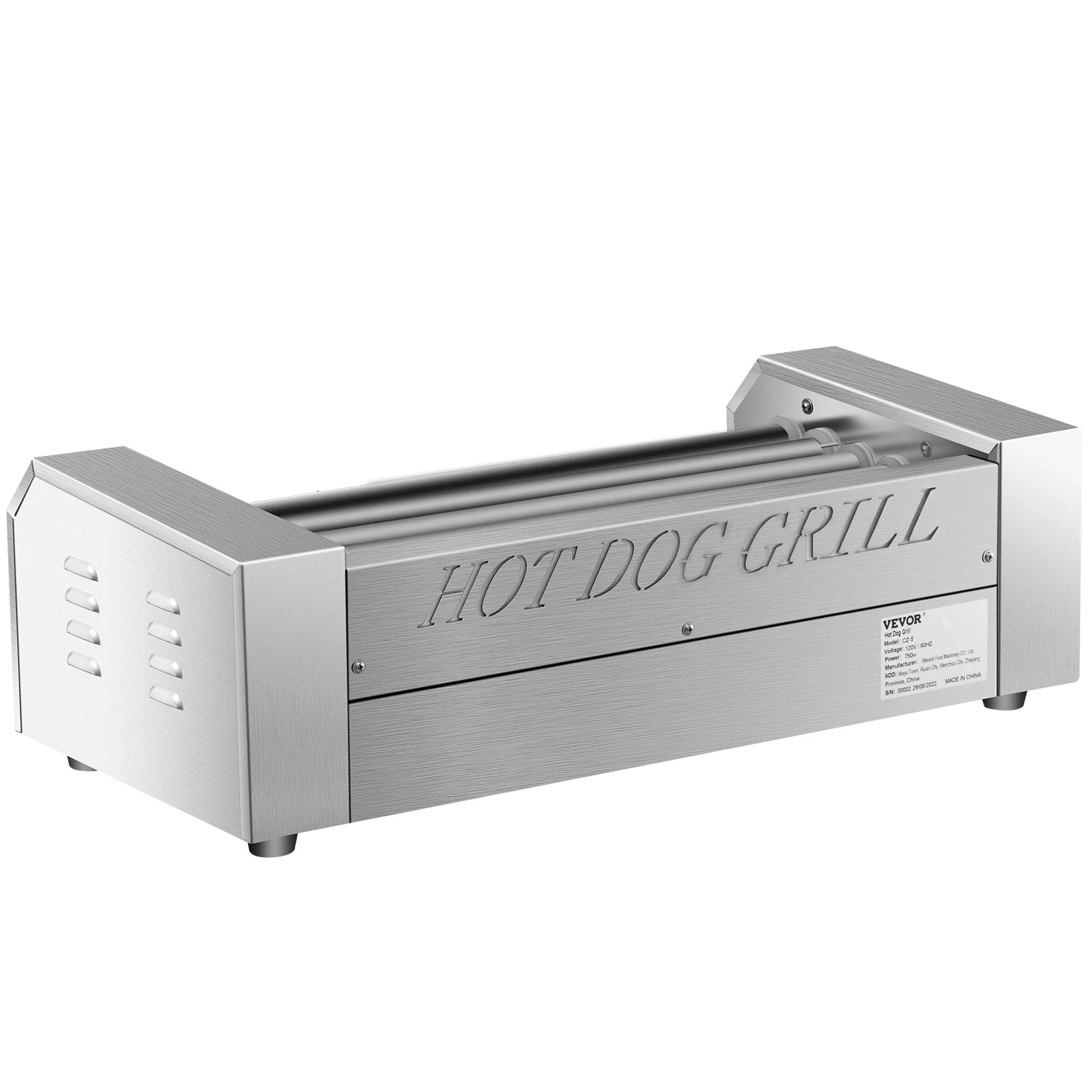 Hot Dog Roller, 12 Hot Dog Capacity 5 Rollers, 750W Stainless Steel Cook Warmer Machine with Dual Temp Control, LED Light and Detachable Drip Tray, Sausage Grill Cooker for Kitchen Restaurant - Image 8