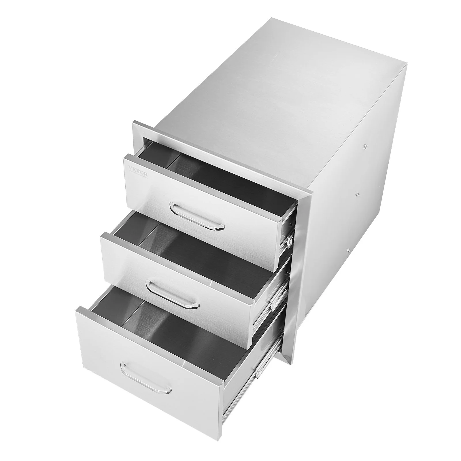 18x23 Inch Outdoor Kitchen Stainless Steel Triple Access BBQ Drawers with Chrome Handle, 18 x23 x 23 Inch - Image 8