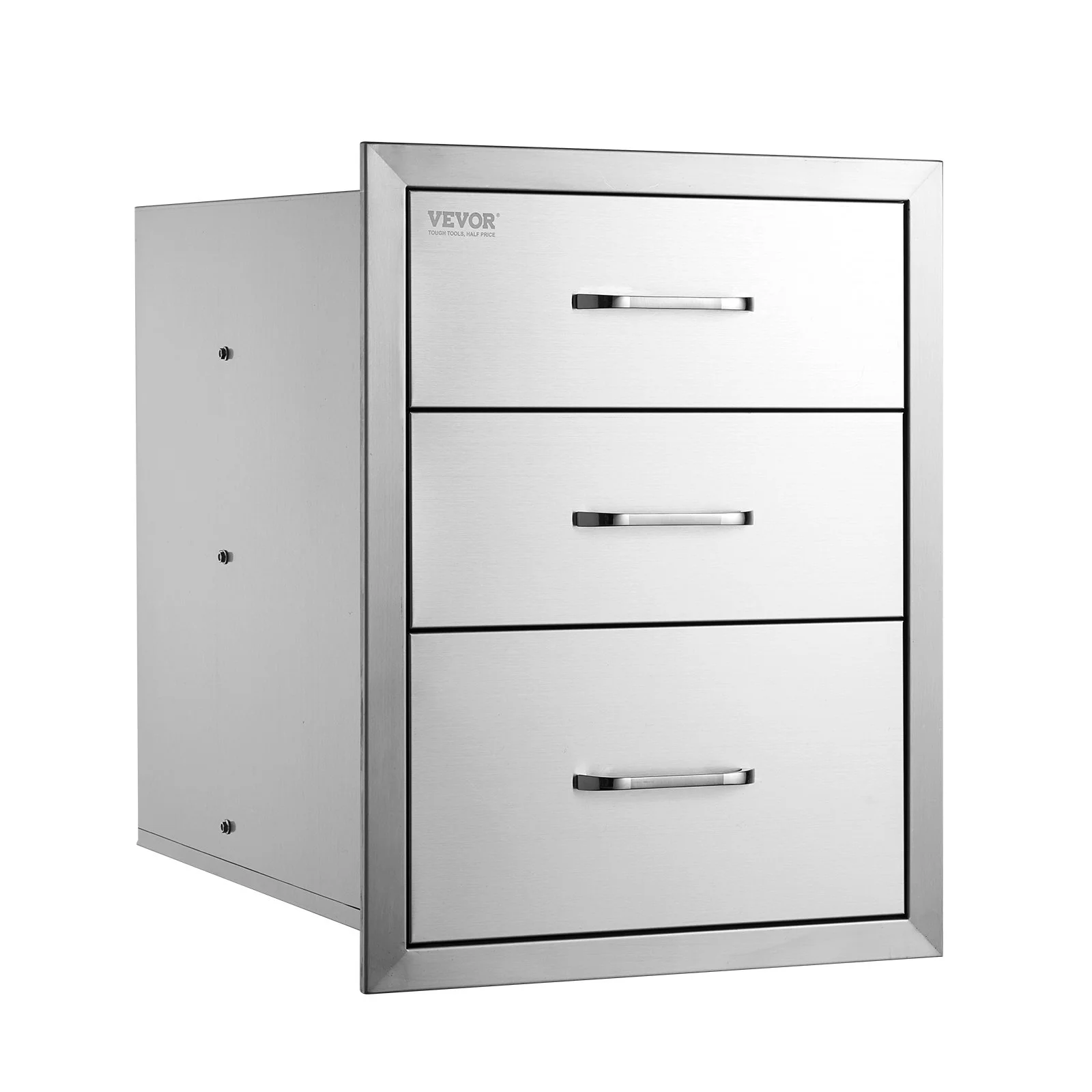 18x23 Inch Outdoor Kitchen Stainless Steel Triple Access BBQ Drawers with Chrome Handle, 18 x23 x 23 Inch - Image 6