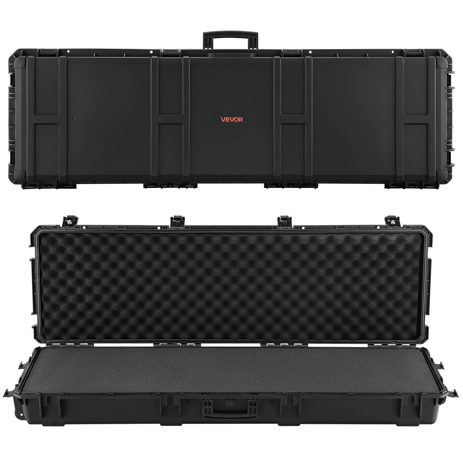 Hard Rifle Case, Lockable Rifle Case with Pre-cut Foams, 52 in Gun Storage with Wheels, Heavy Duty IP67 Waterproof & Dustproof Pistol Storage Cases for Rifles, Shotguns, Airsoft Guns, Black